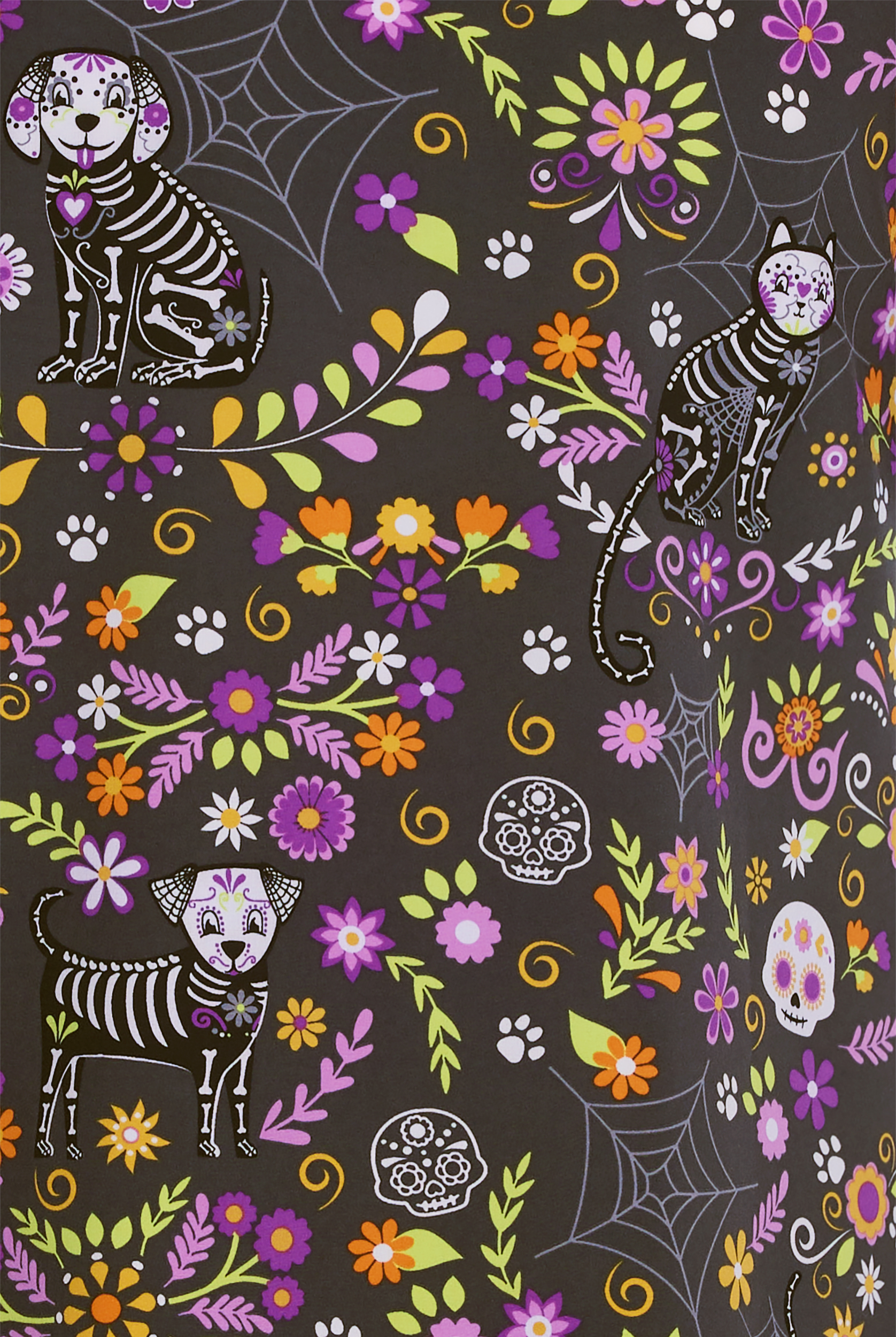 Blusa médica estampada Cherokee Day Of The Pets STRETCH con cuello en V y 2 bolsillos para mujer