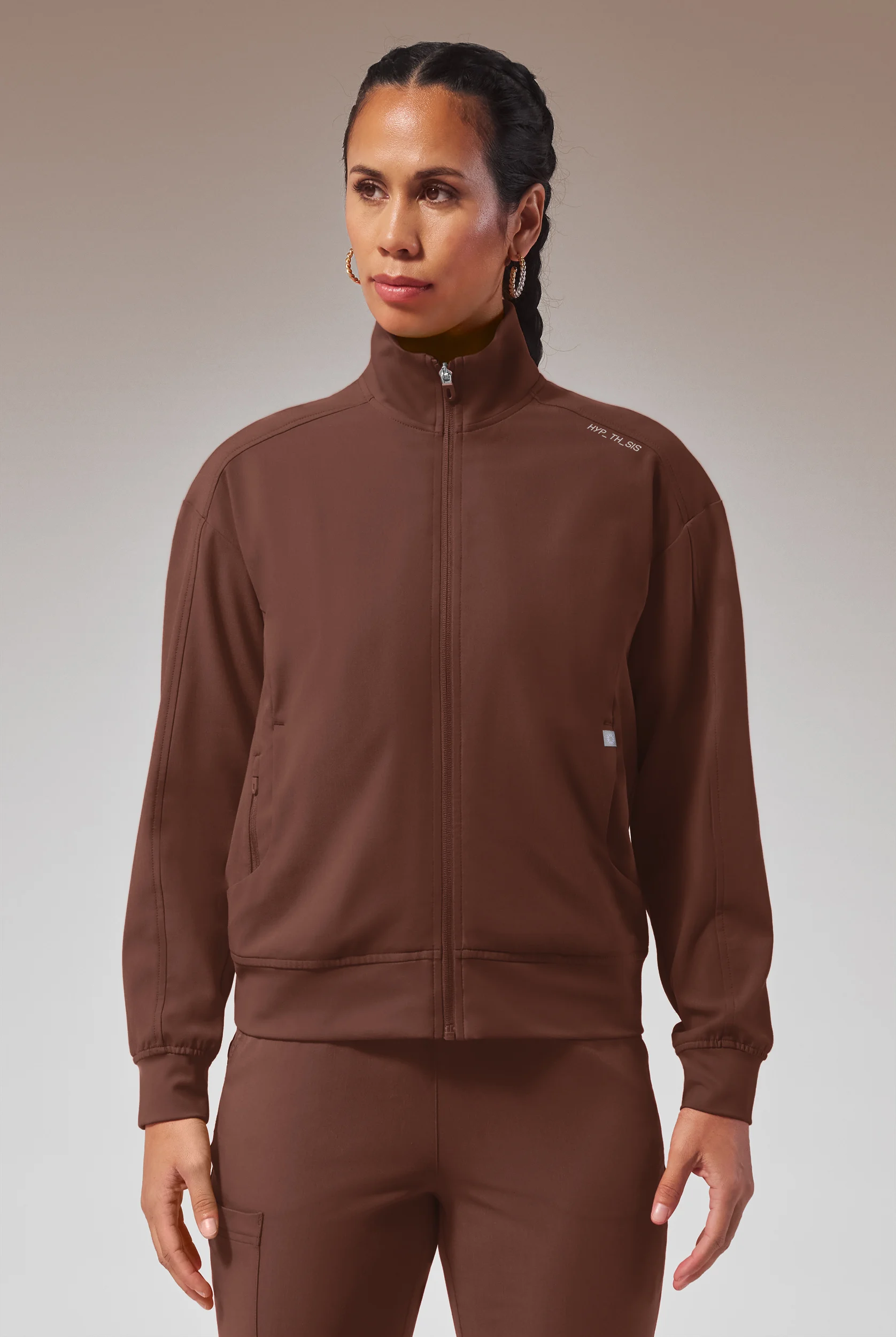 Hypothesis Base Women's 3-Pocket Relaxed Fit Zip Front Scrub Jacket