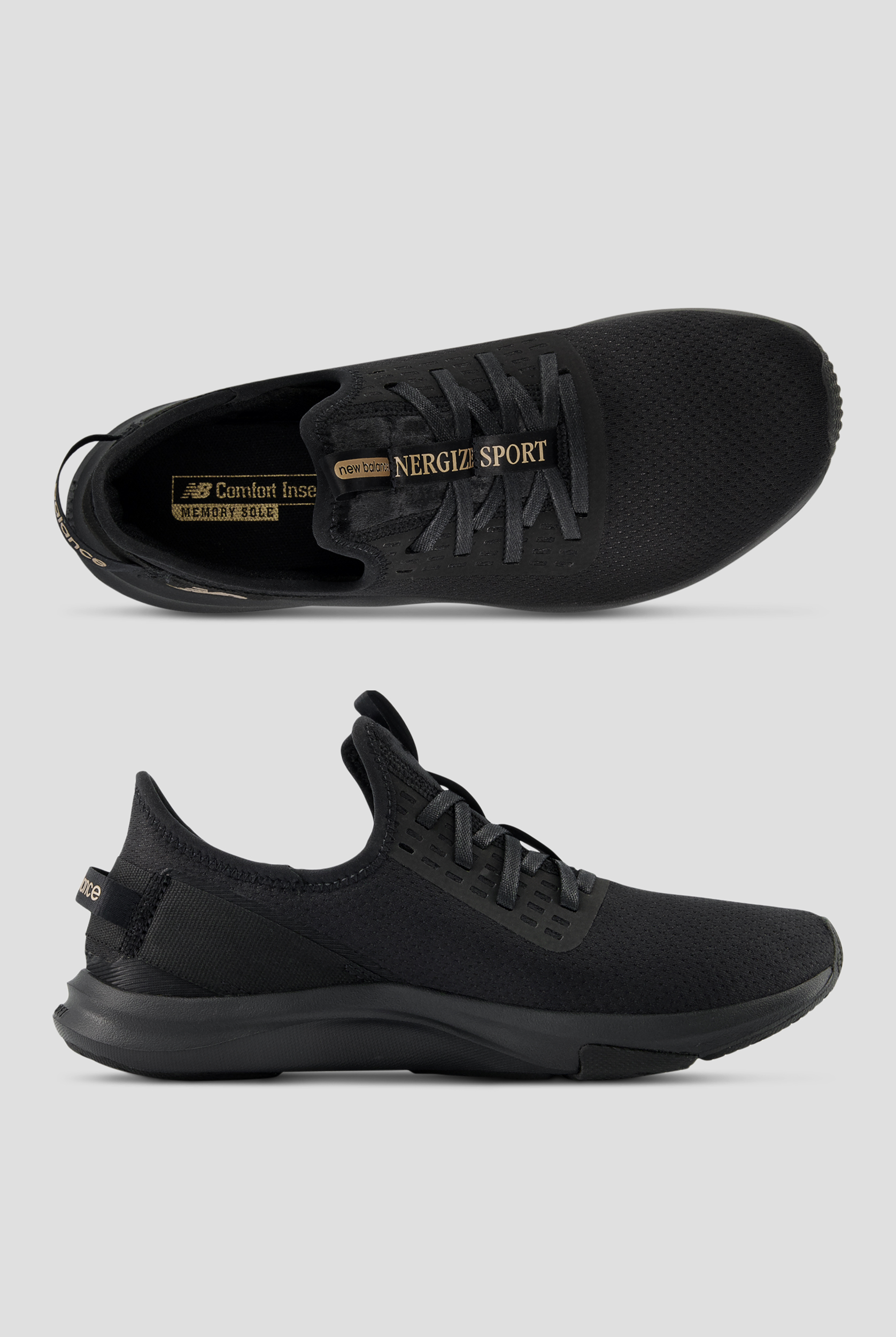 New Balance Women's DynaSoft Nergize Sport v2 Black/Gold Metallic Athletic Lace Up Nursing Shoes