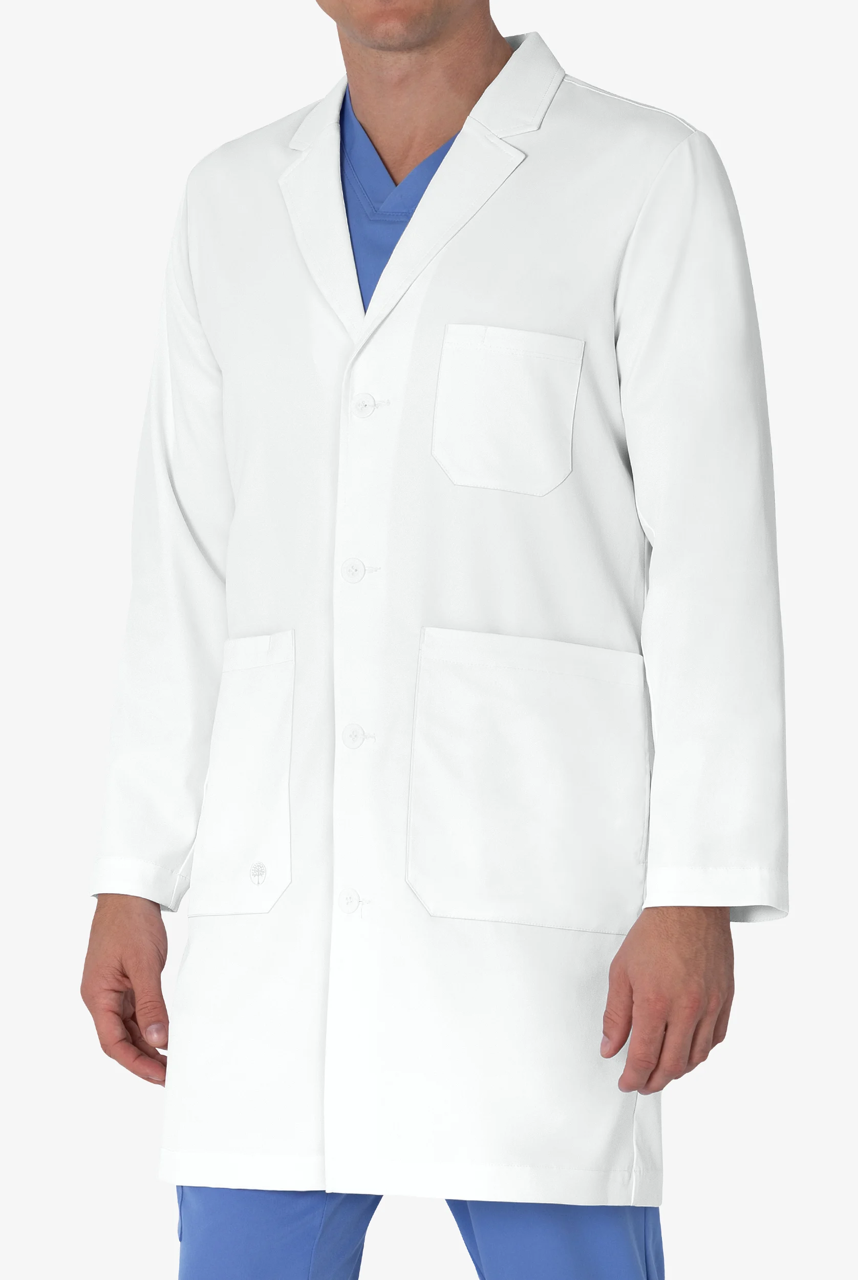 Healing Hands White Coat Minimalist Men's 38" 5-Pocket STRETCH Lab Coat