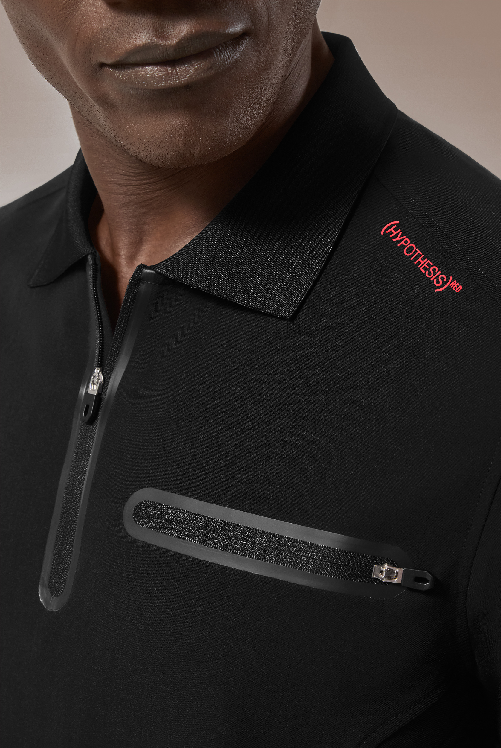 Hypothesis (RED) Alpha System Men’s 1-Pocket Zip Placket Polo Scrub Top