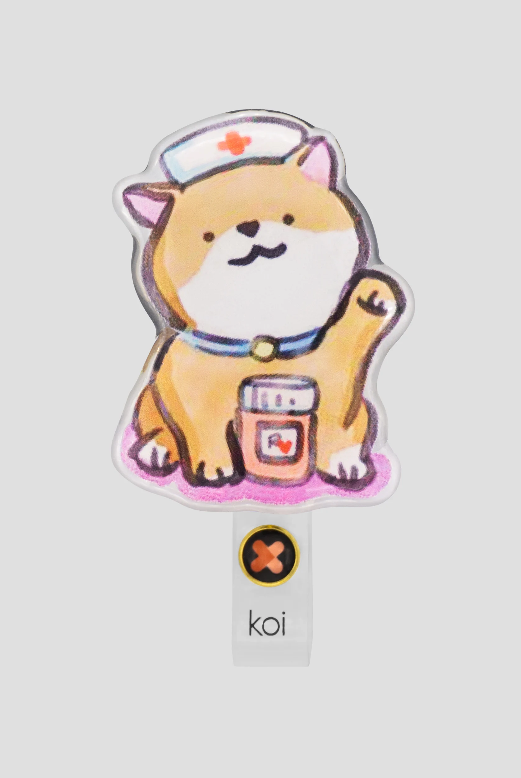 koi Nurse Shiba ID Badge Holder