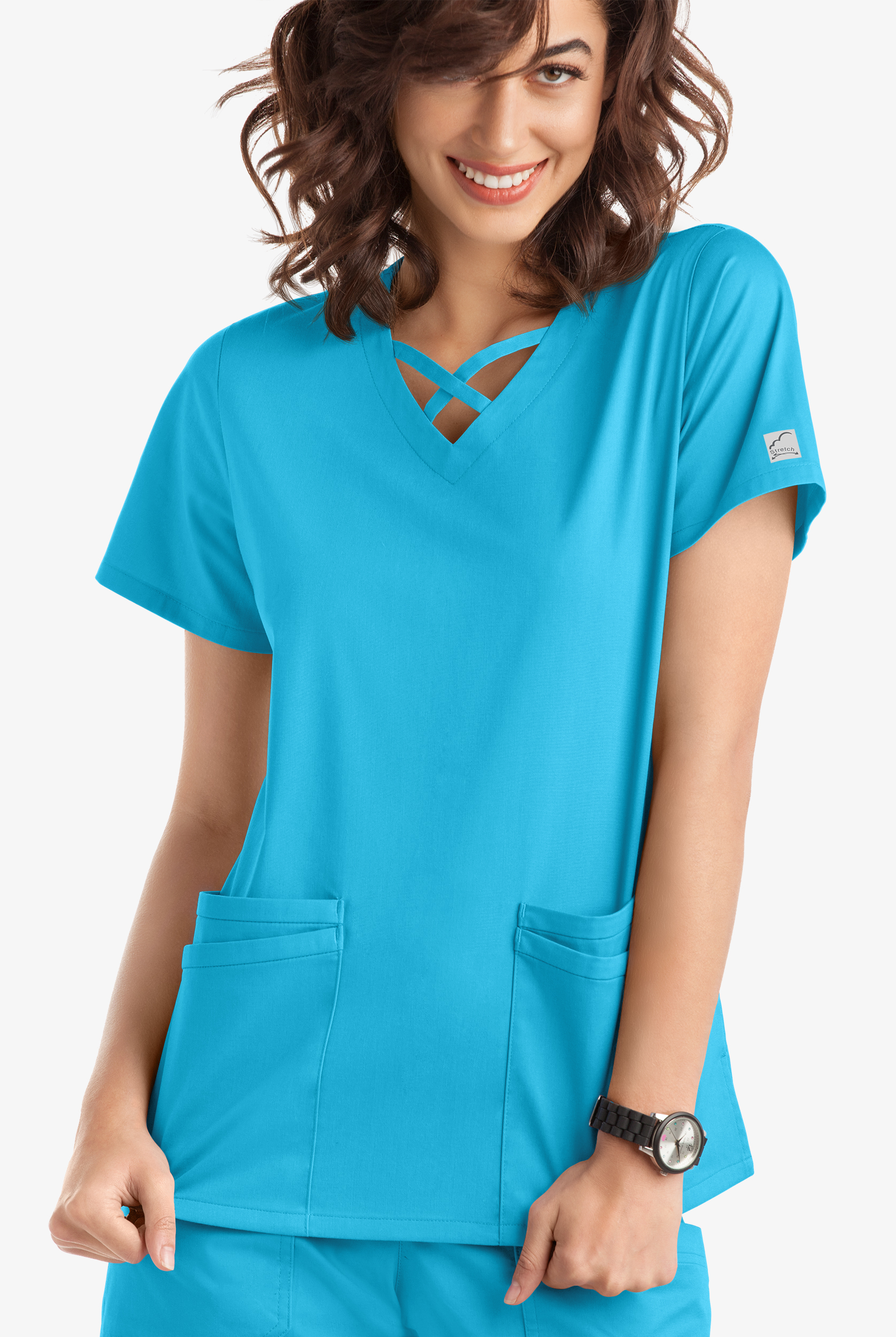 Butter-Soft STRETCH Women's 4-Pocket Crisscross Scrub Top