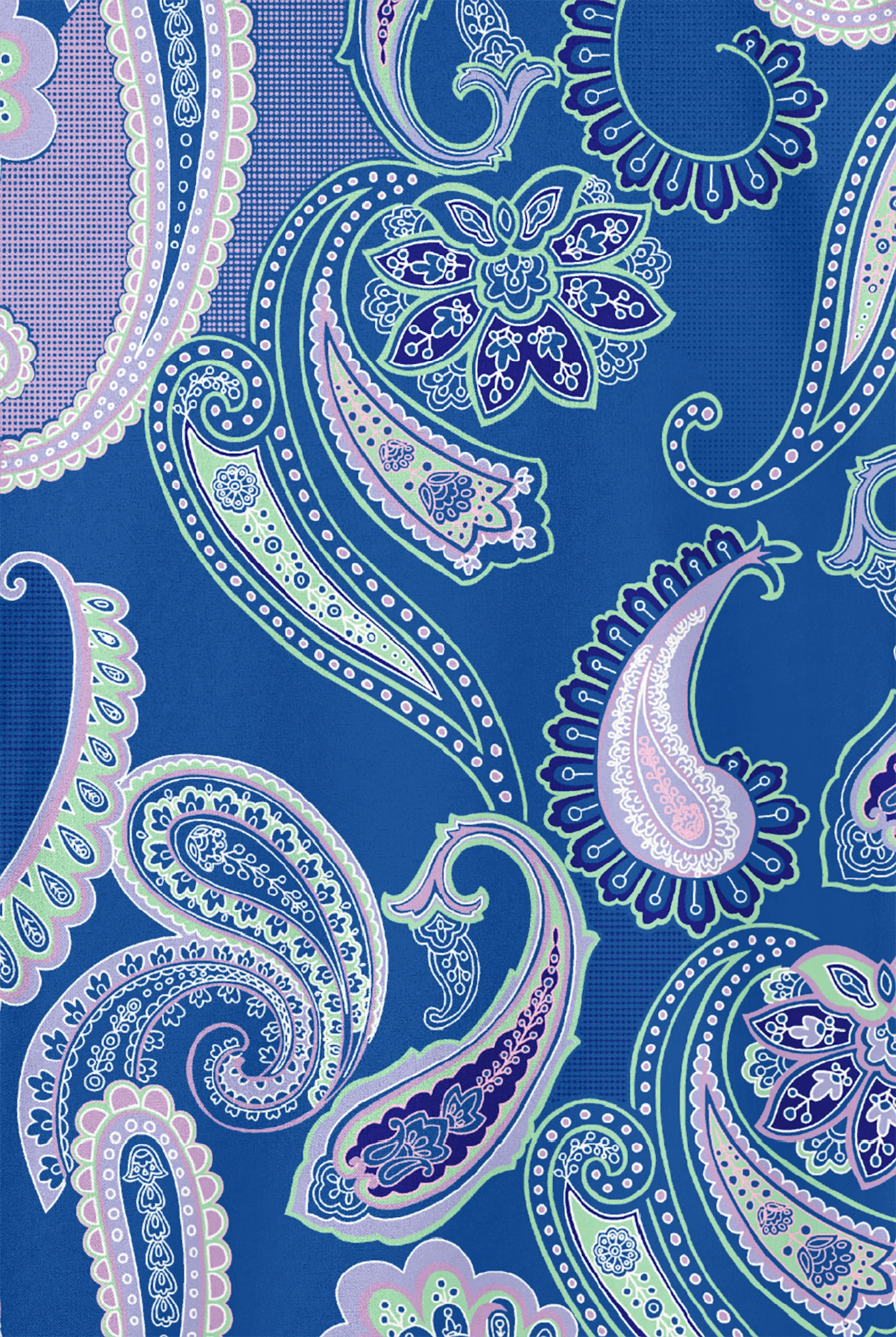 Butter-Soft Originals Kashmir Paisley Women's 3-Pocket Raglan Sleeve Mock Wrap Print Scrub Top