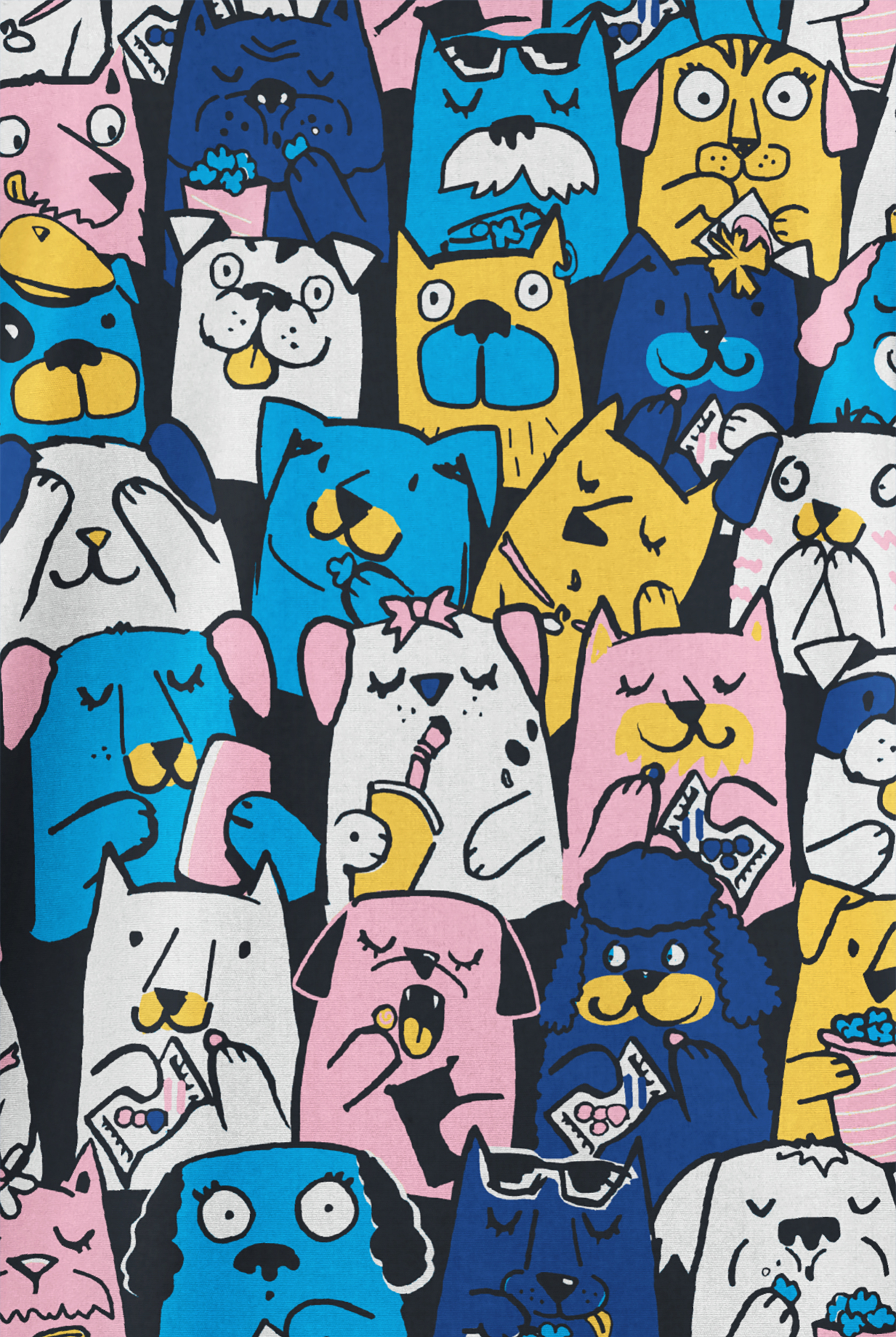 Butter-Soft Originals Happy Hounds Navy Women's 2-Pocket V-Neck Print Scrub Top