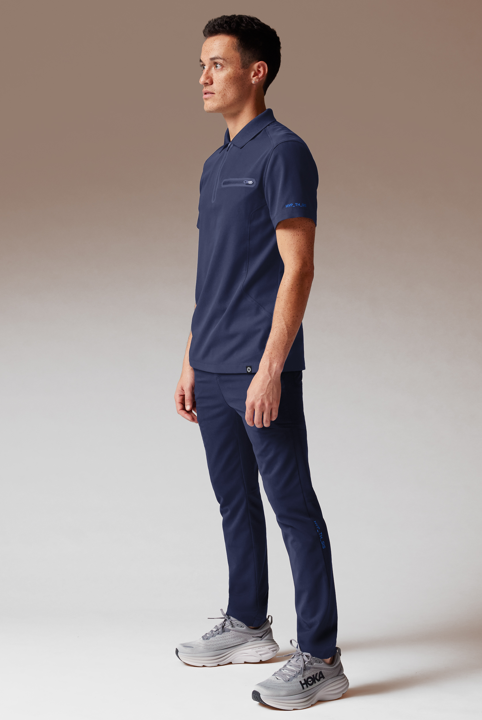 Camiseta médica estilo polo Hypothesis Alpha System con cremallera y 1 bolsillo para hombre