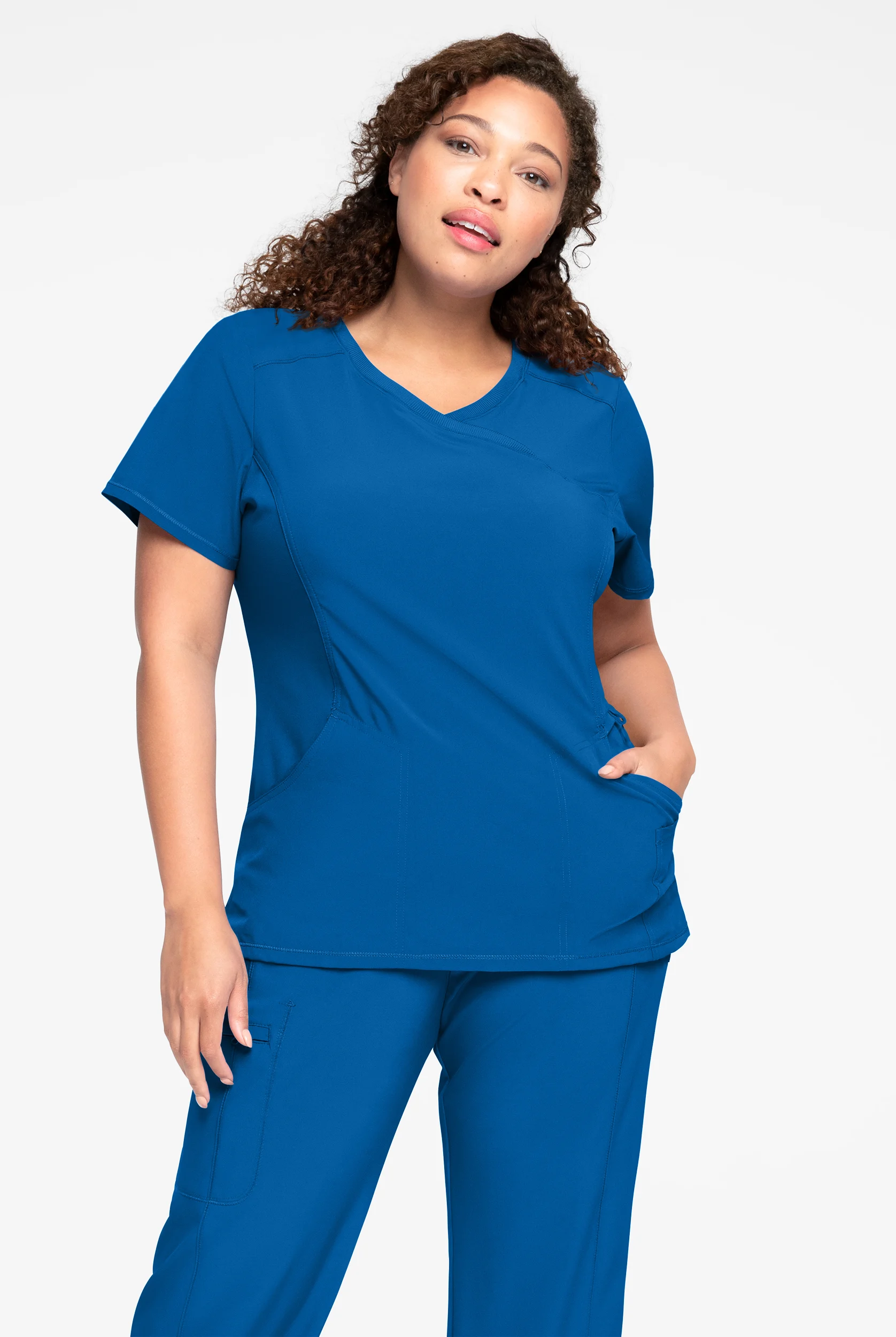 Infinity Women's 4-Pocket STRETCH Mock Wrap Scrub Top