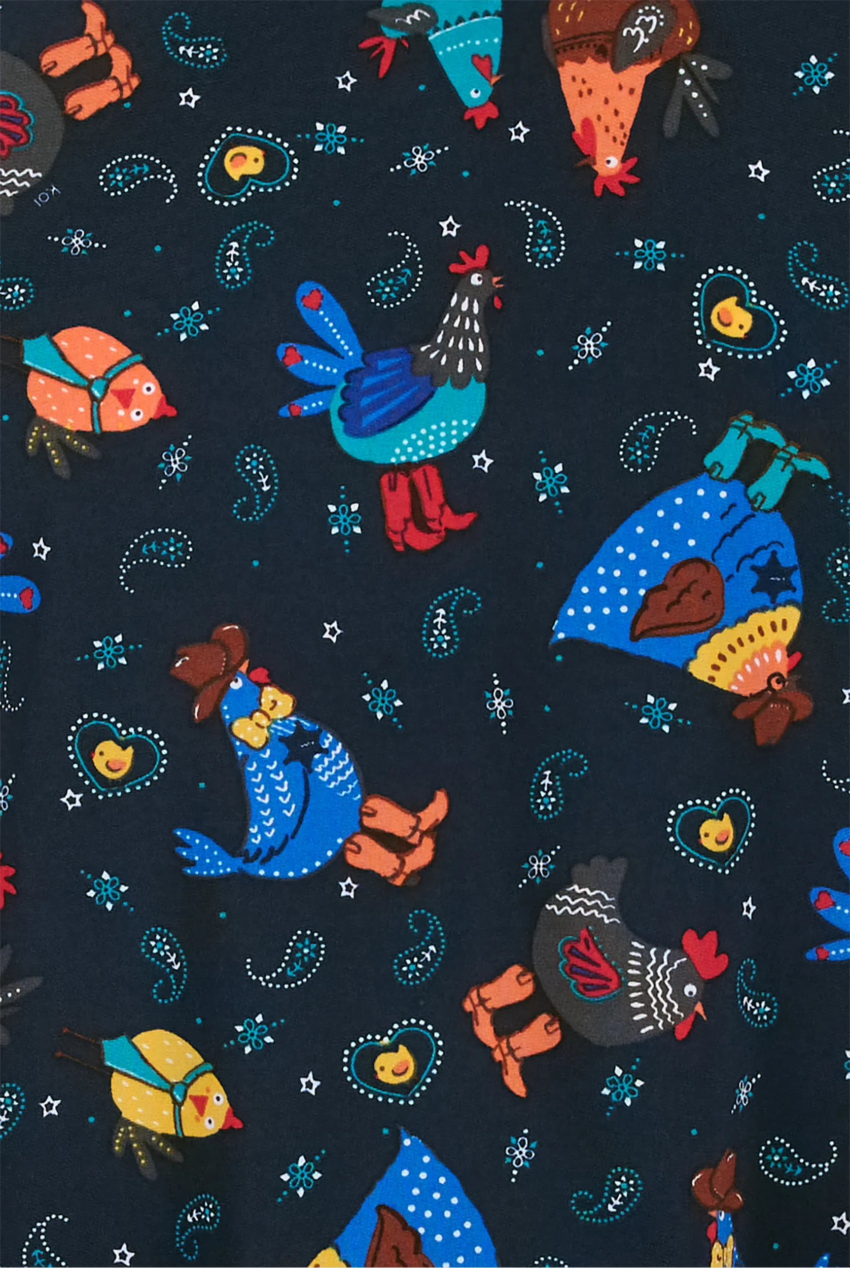 Blusa médica estampada koi Basics Cowboy Chicken STRETCH con cuello en V y 2 bolsillos para mujer