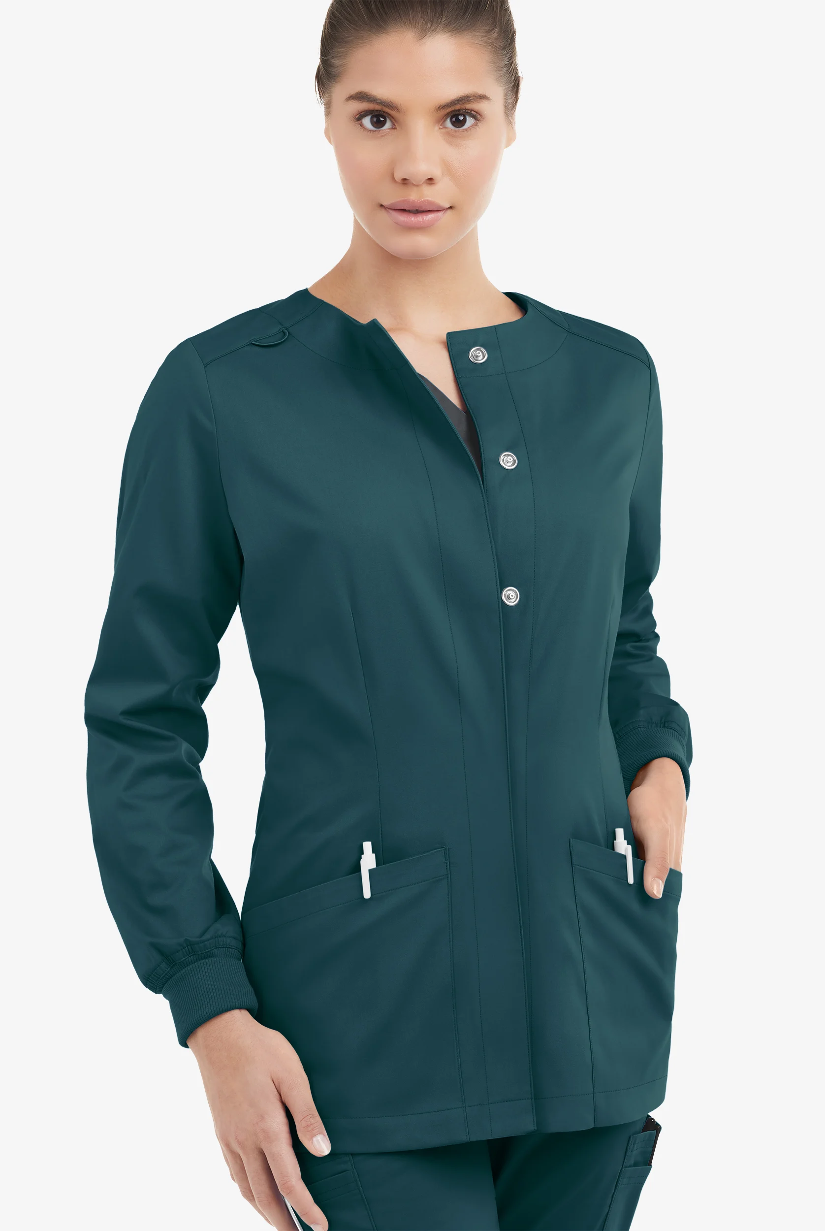 Butter-Soft STRETCH Women's 2-Pocket Long Sleeve Snap Front Scrub Jacket