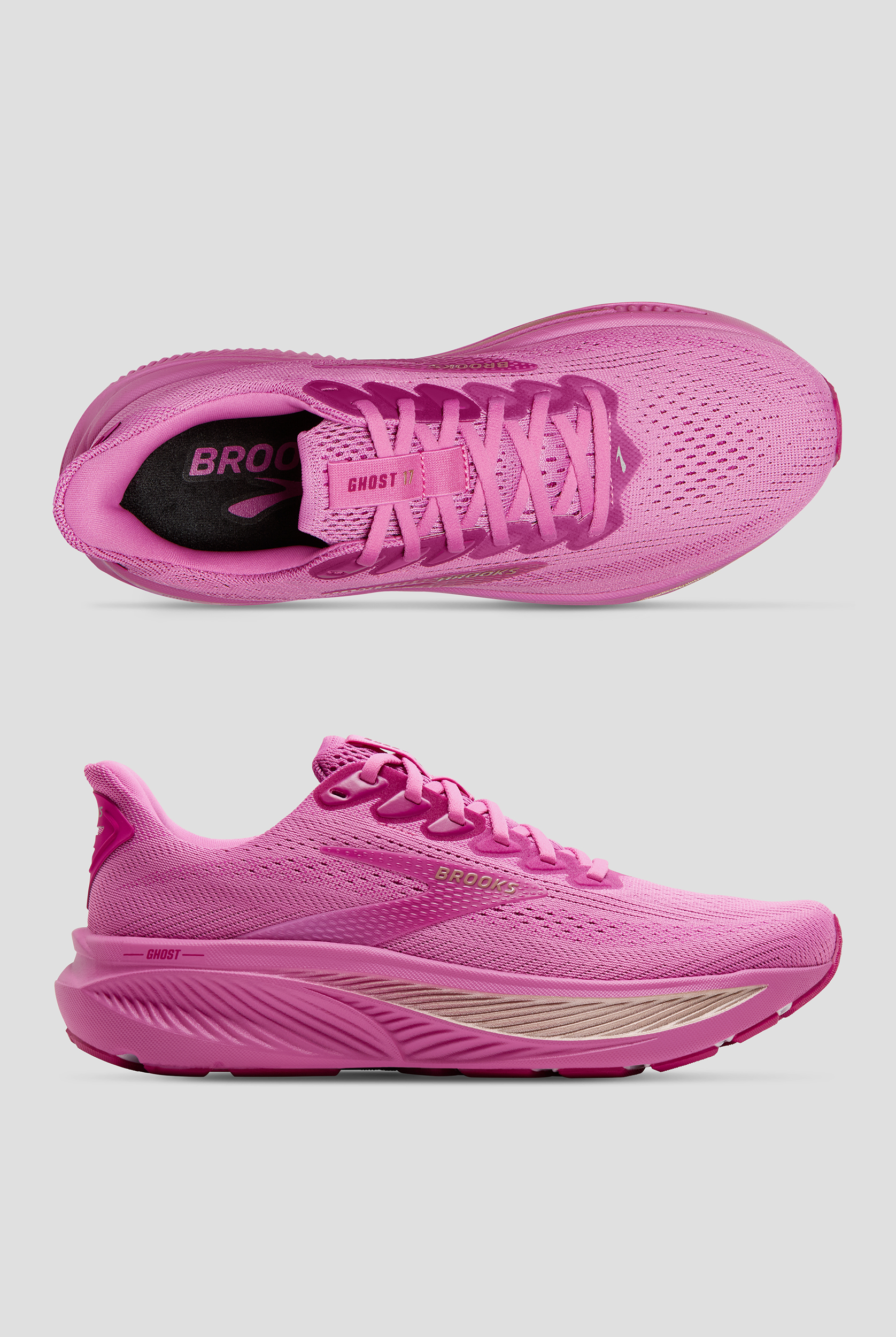 Zapatillas deportivas Brooks Ghost 17 Pink/Fuchsia/Gold con cordones para mujer