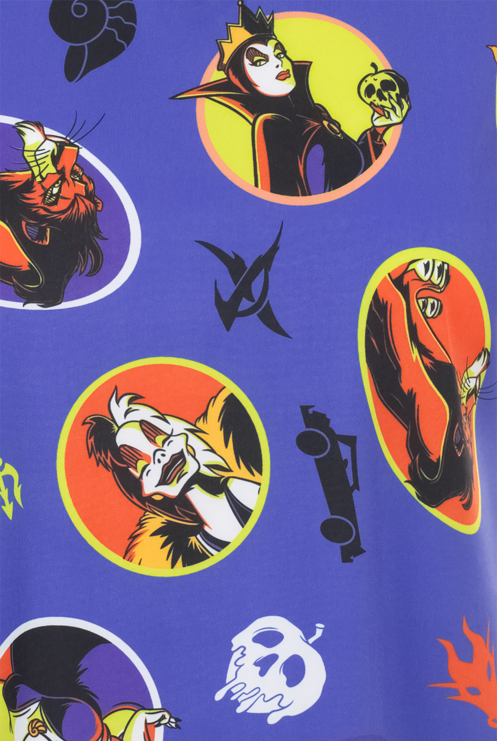 Disney Villians Halloween by Funscrubs Women's 2-Pocket STRETCH V-Neck Print Scrub Top