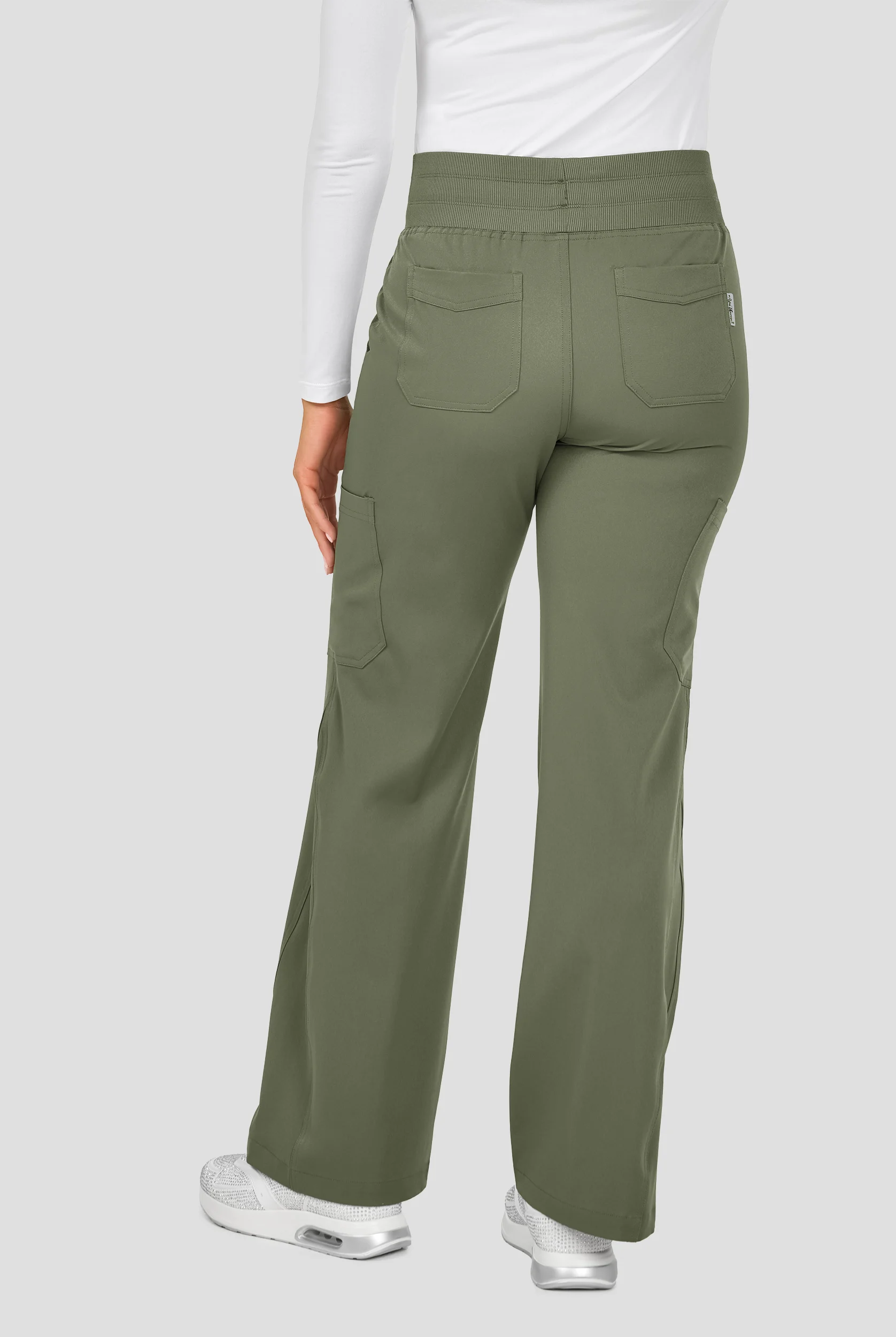 Zavate Ava Therese Avery Women's 6-Pocket STRETCH High Waist Cargo Wide Leg Scrub Pants