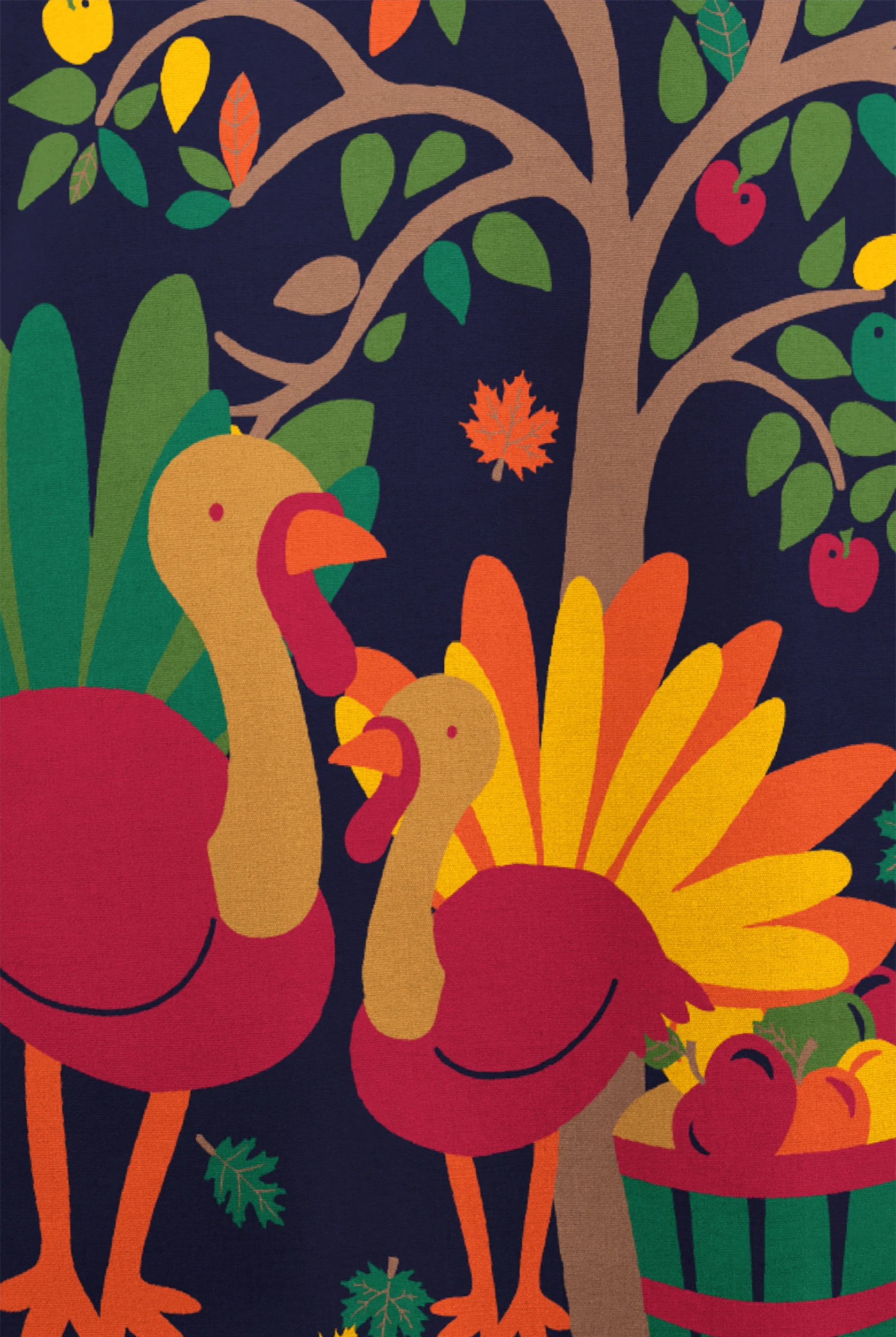 Buttersoft Originals Forest Turky Navy Women's 2-Pocket Scallop Neck Print Scrub Top