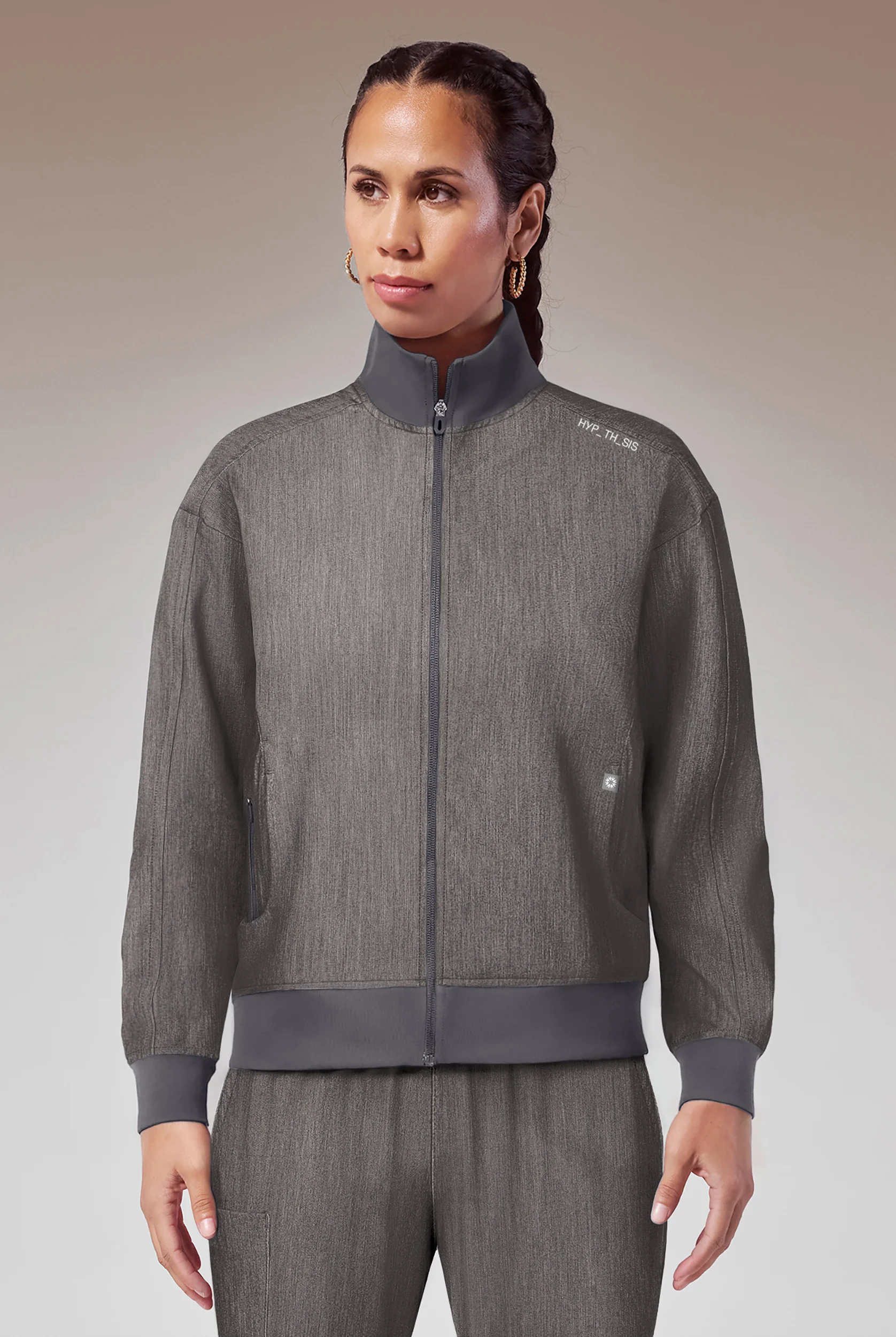 Chaqueta m&eacute;dica Hypothesis Base de corte holgado con cremallera y 3 bolsillos para mujer