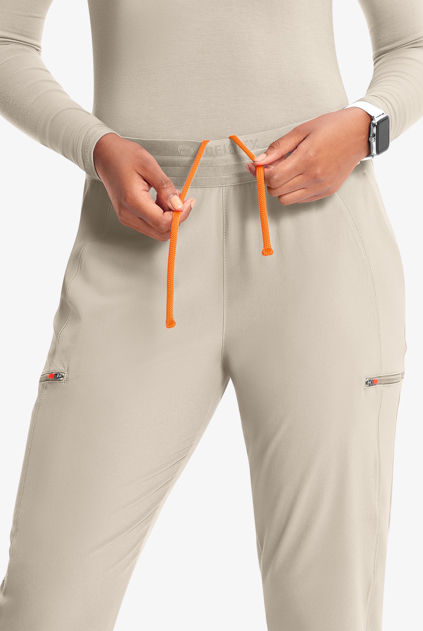 Infinity GNR8 Women's 4-Pocket STRETCH Rib-Knit Internal Drawstring Cargo Jogger Scrub Pants