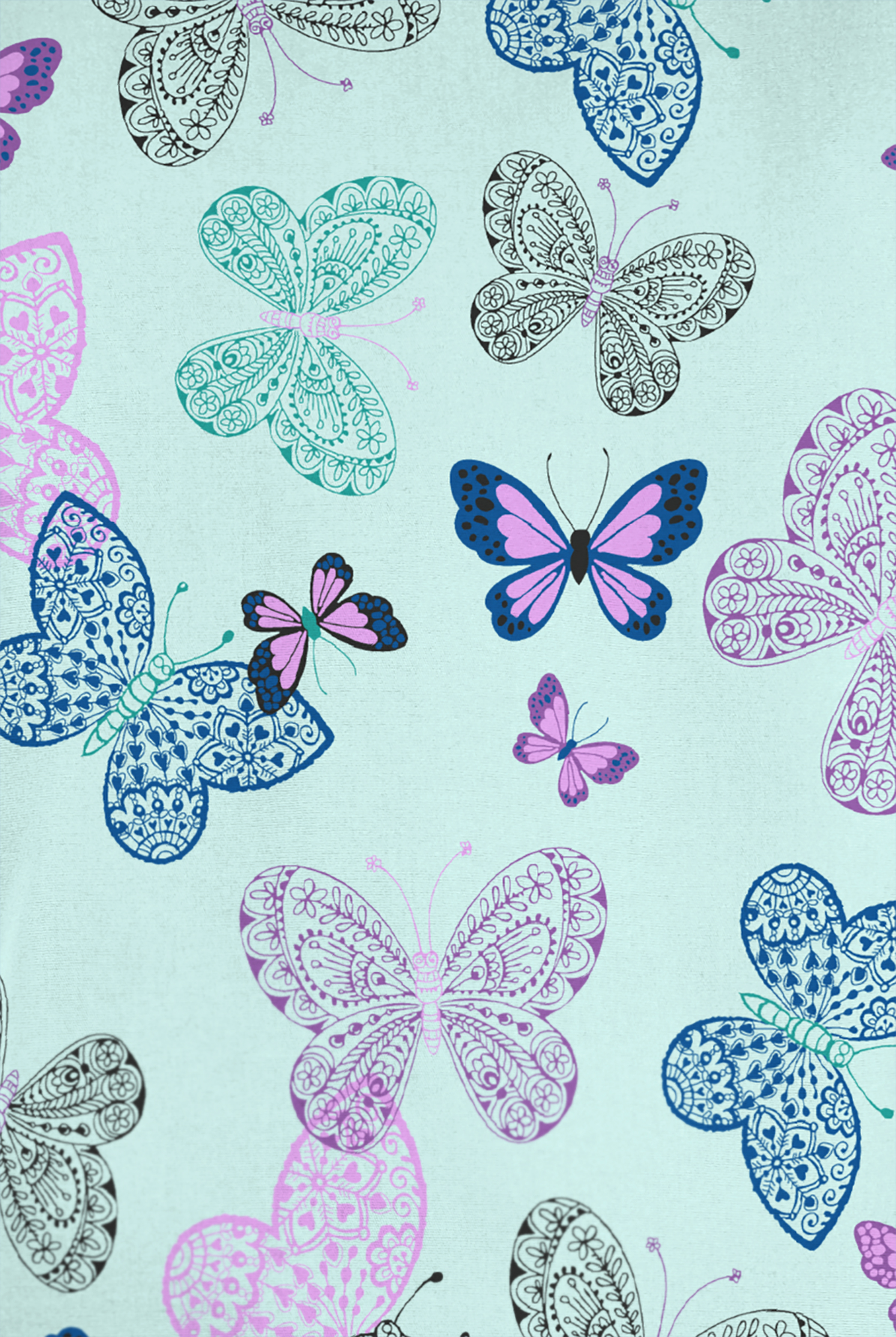 Butter-Soft Originals Blissful Butterfly Sea Frost Women's 4-Pocket Rounded V-Neck Print Scrub Top