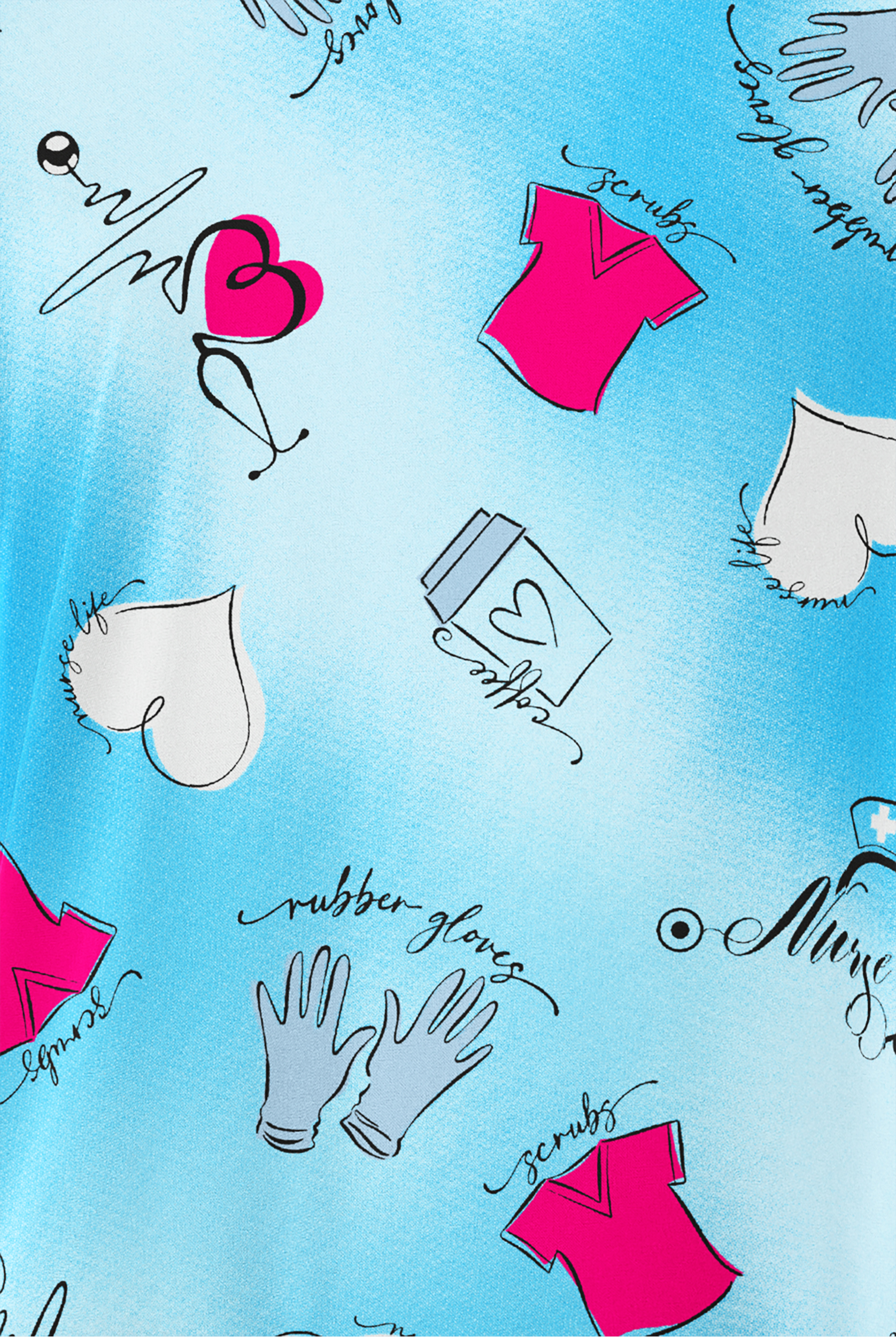 Happy Scrubs Healing Hearts Morning Dew Women's 3-Pocket Raglan Sleeve Mock Wrap Print Scrub Top