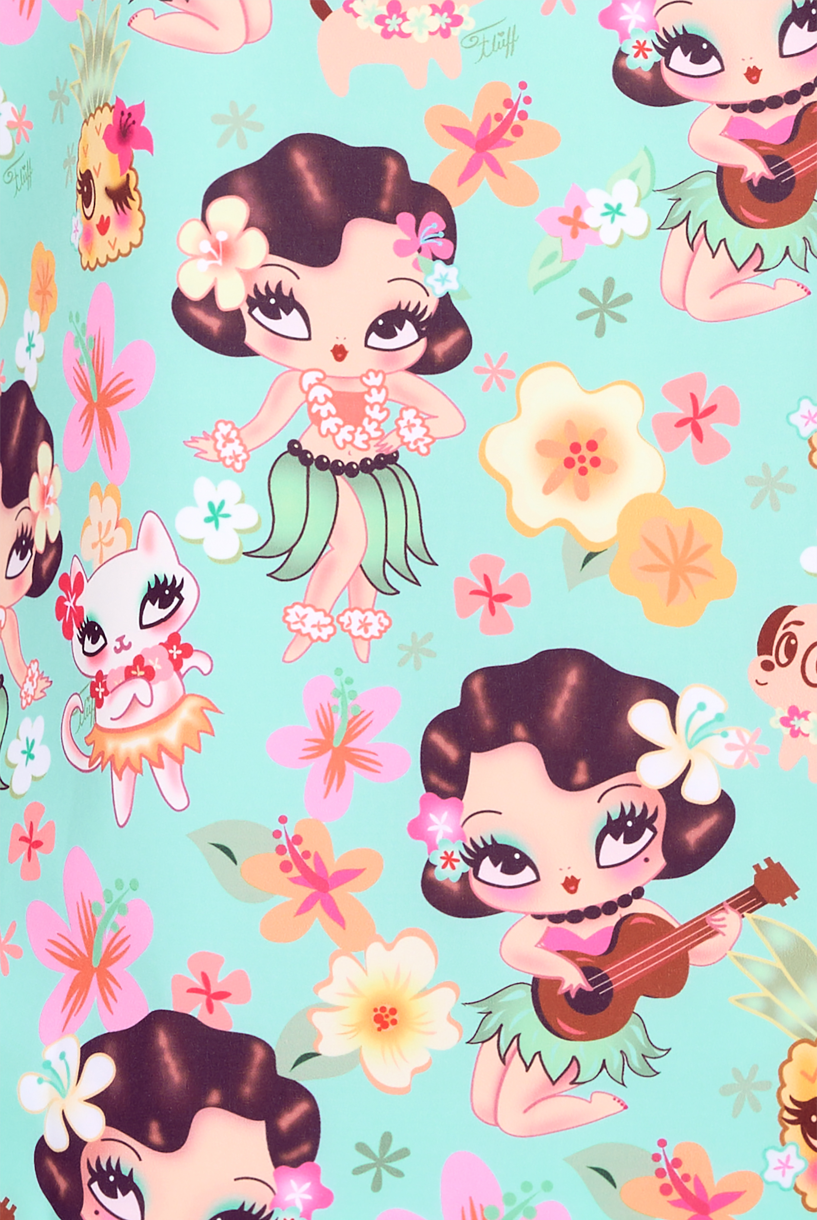 Planet koi Hula Lulu Women's 1-Pocket STRETCH Tuck-In  V-Neck Print Scrub Top