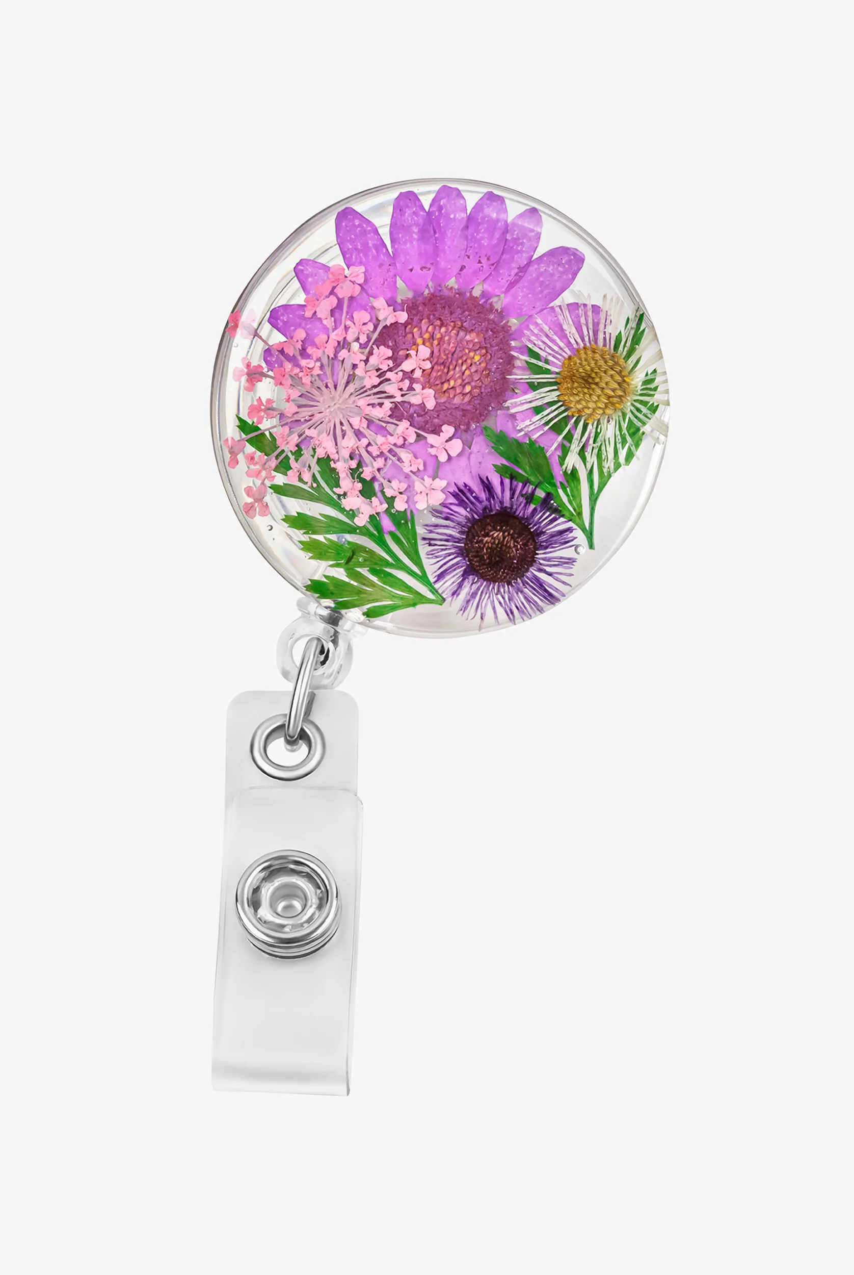 ID Avenue PURPLE ASTER FLORETS Retractable Badge Reel