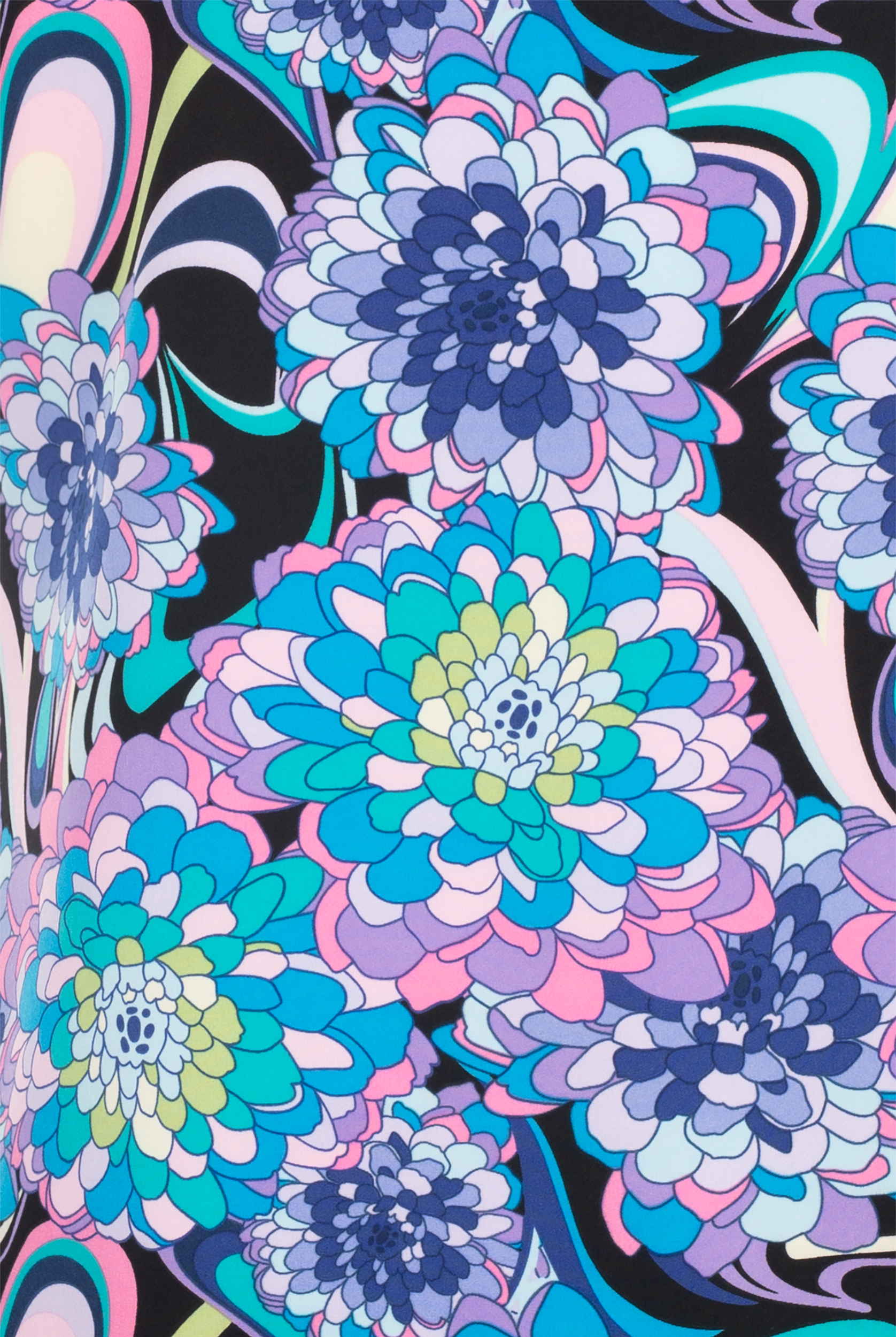 Zoe & Chloe Disco Floral Women's 2-Pocket STRETCH Notch Neck Print ScrubTop