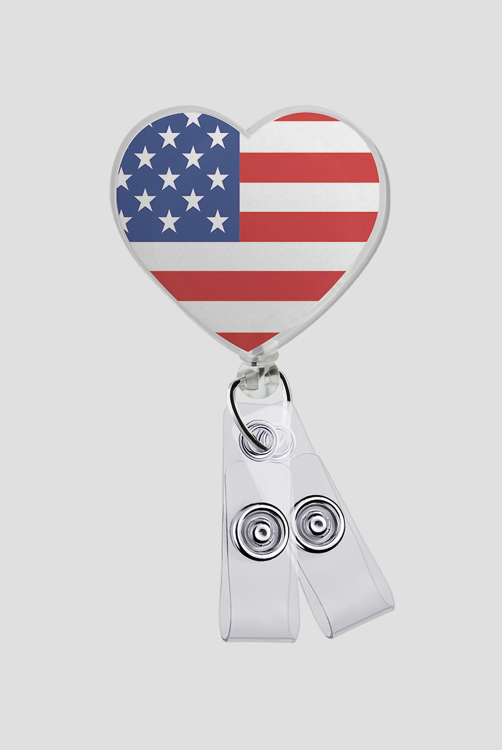 Outside the Box American Flag Heart Acrylic ID Badge Holder
