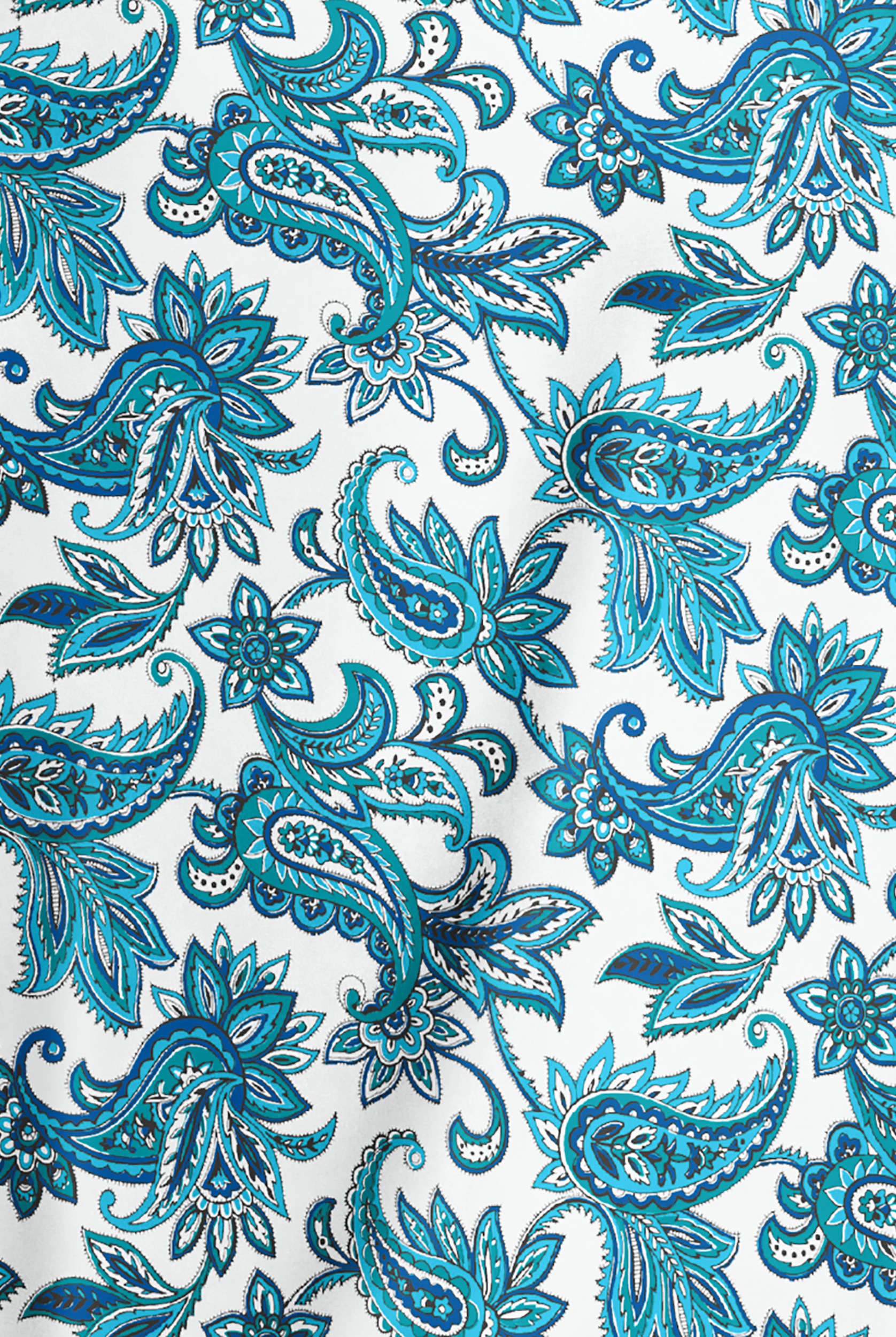 Butter-Soft Baku White Paisley Women's 2-Pocket V-Neck Print Scrub Top