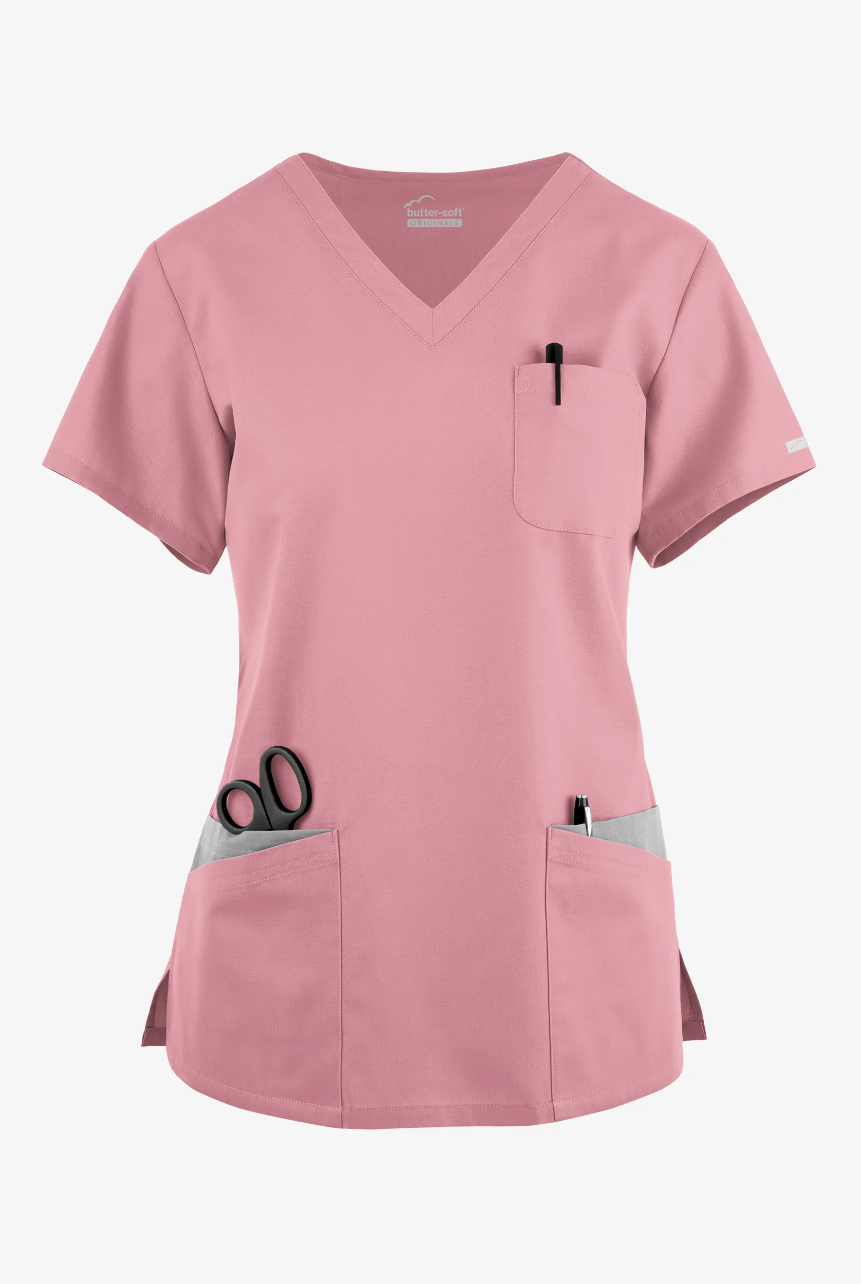 Butter-Soft Originals Women's 7-Pocket Curved V-Neck Scrub Top
