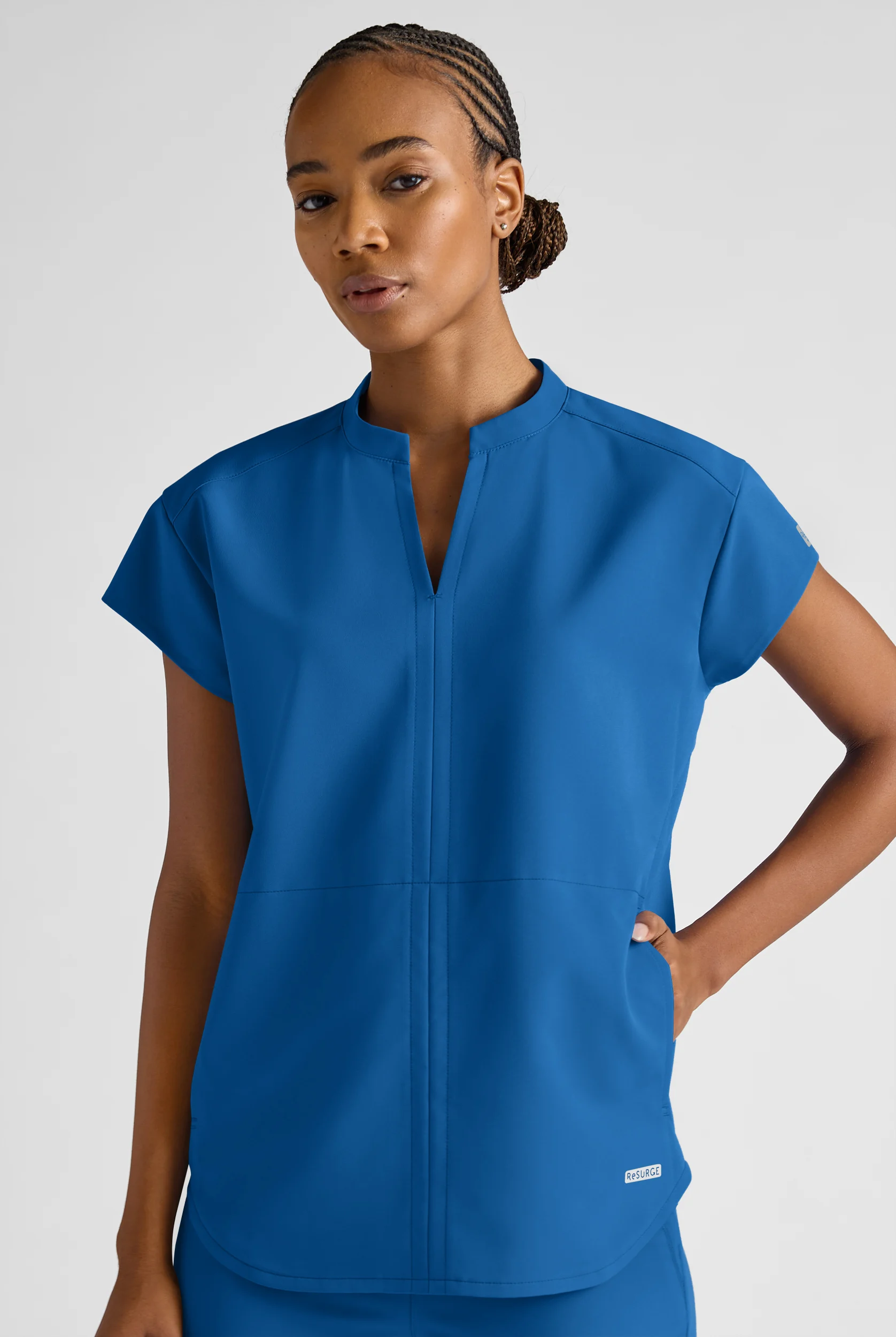 ReSurge Skye Women's 2-Pocket STRETCH Dolman Sleeve Stand Collar Scrub Top