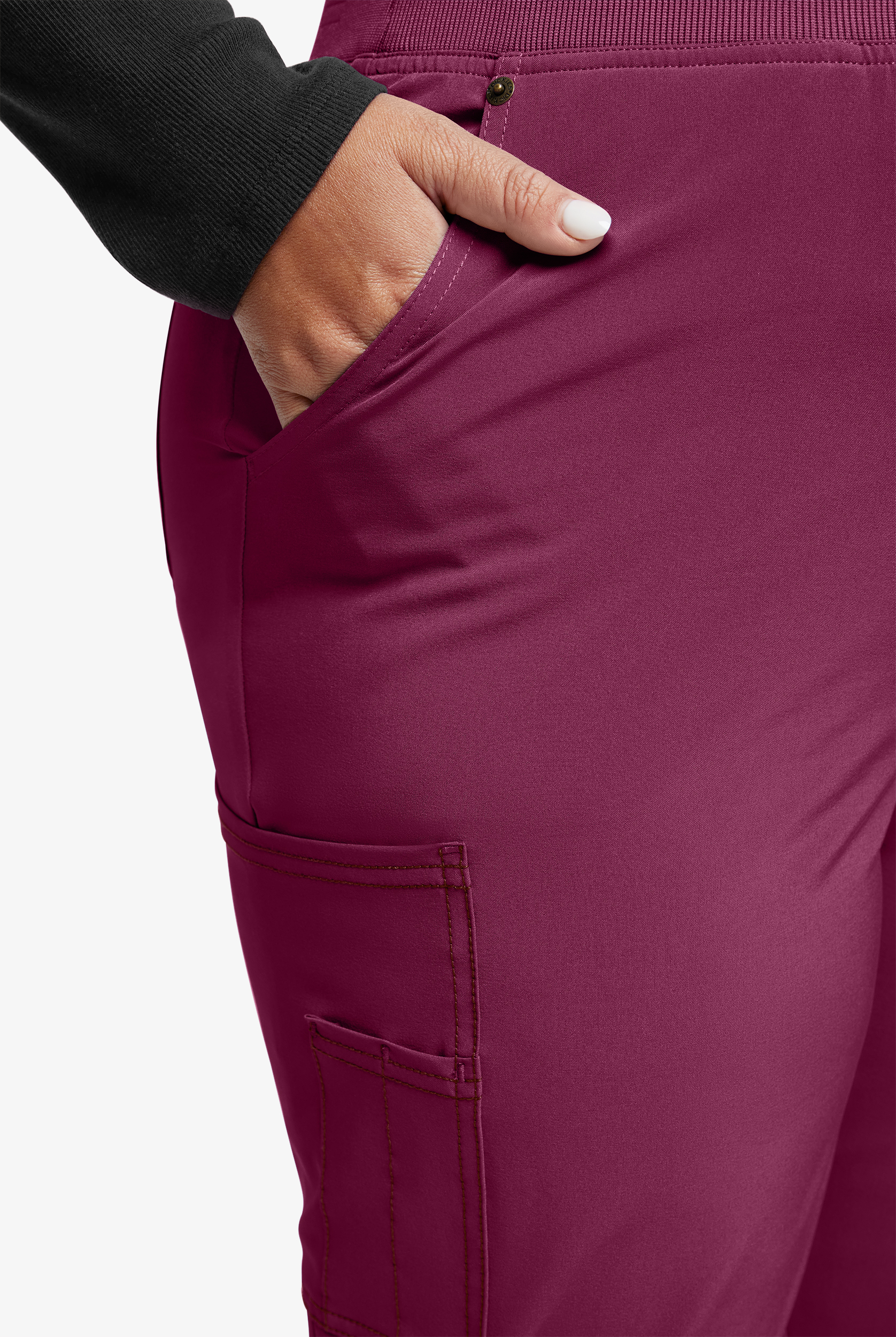 Dickies Riveting Women's 6-Pocket STRETCH Rib-Knit Waist Contrast Stitching Cargo Scrub Pants