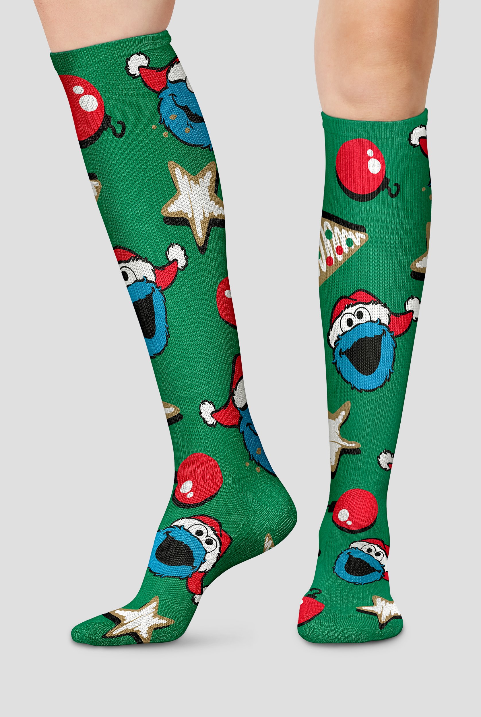 Tooniforms Sesame Street Cookie Ornament Women's 10-15 mmHg Light Compression Socks