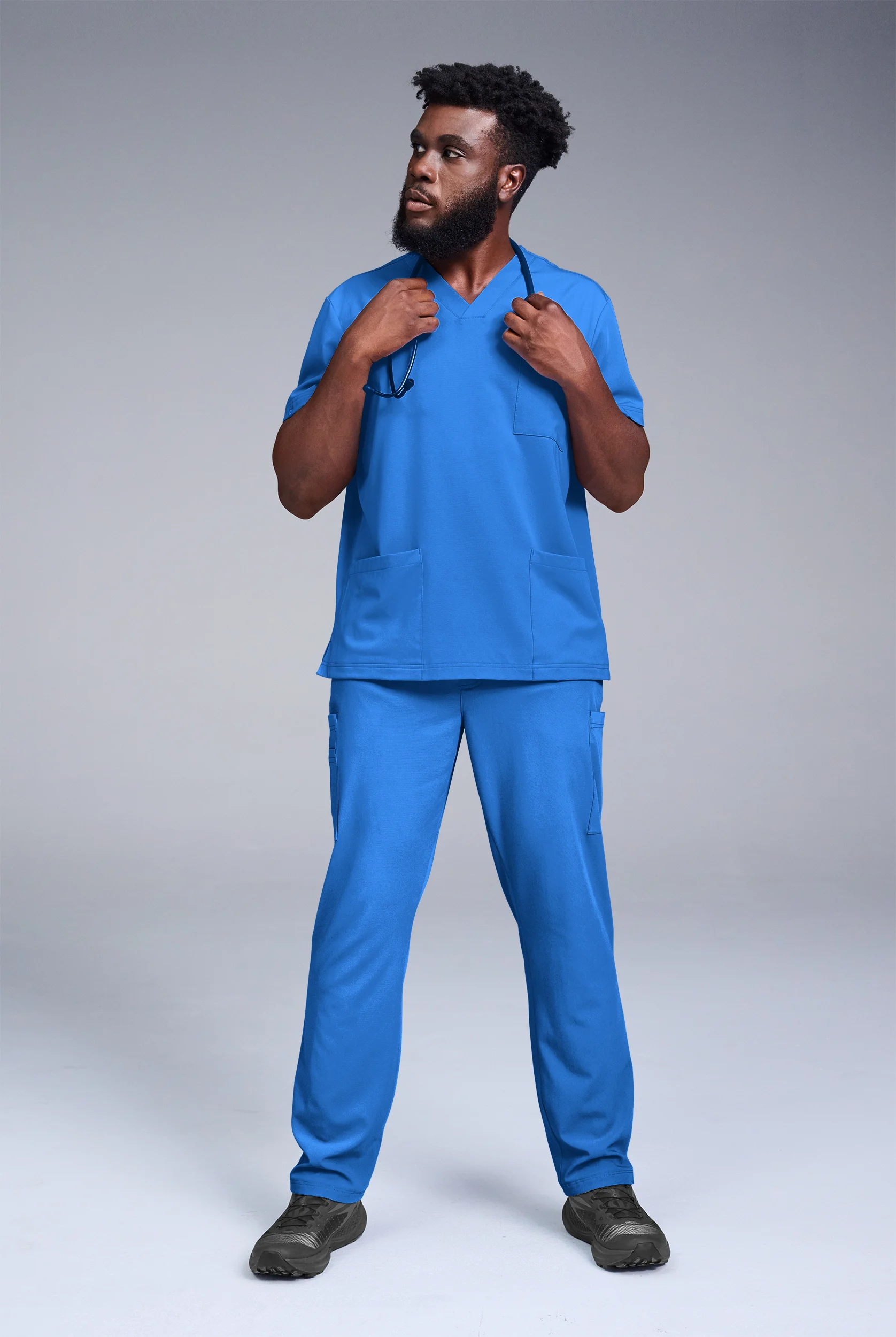 Hypothesis S-R Shift Ready Men's 4-Pocket V-Neck Scrub Top