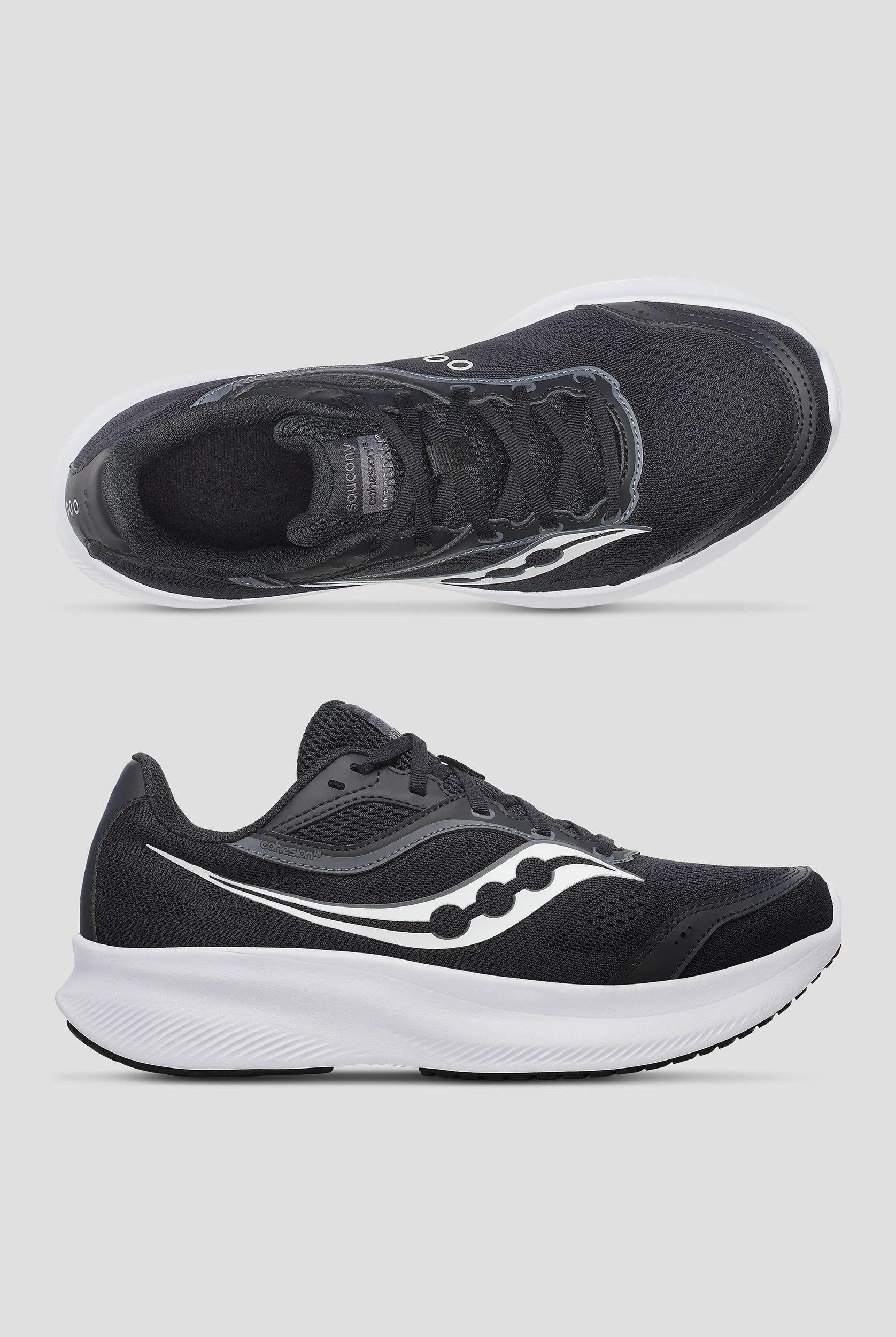 Saucony Men's Cohesion 18 Black / White Athletic Lace Up Shoes