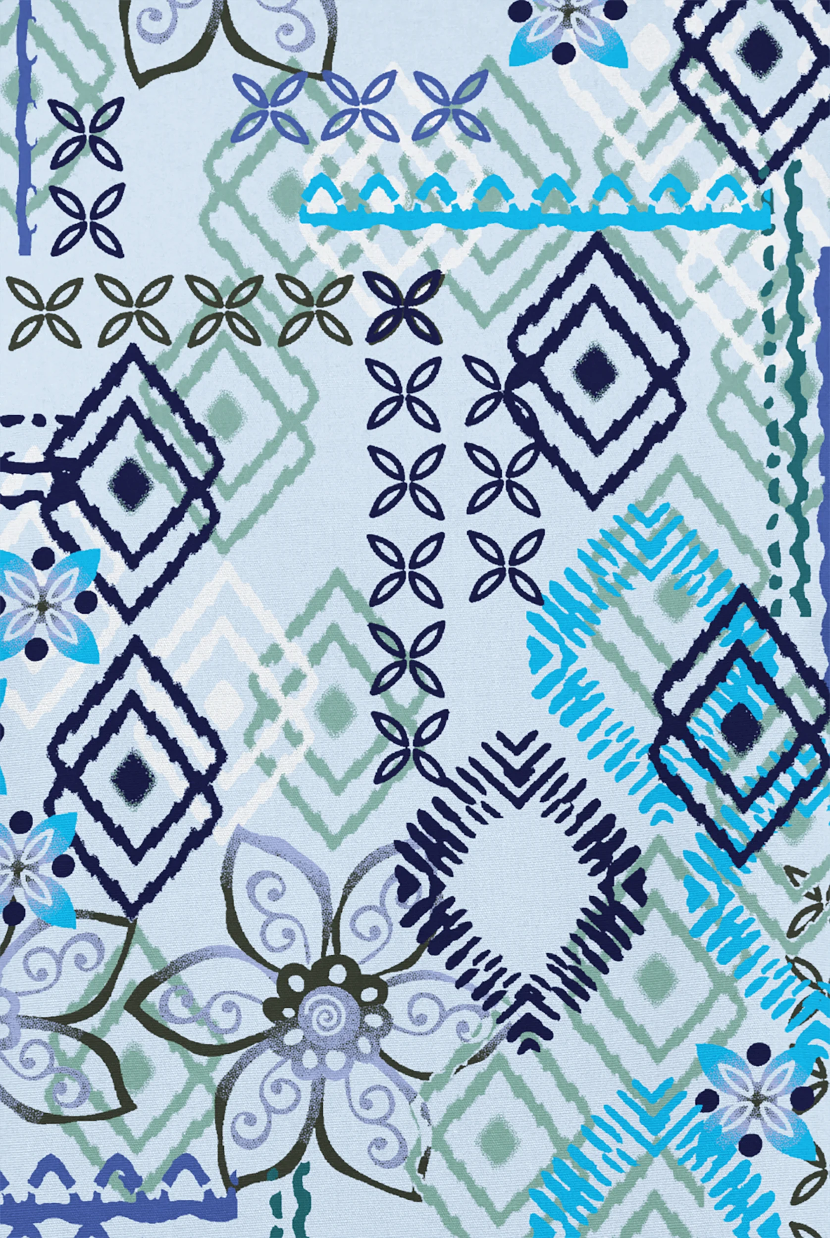 Butter-Soft Originals Floral Batik Morning Dew Women's 6-Pocket Mandarin Collar Print Scrub Top