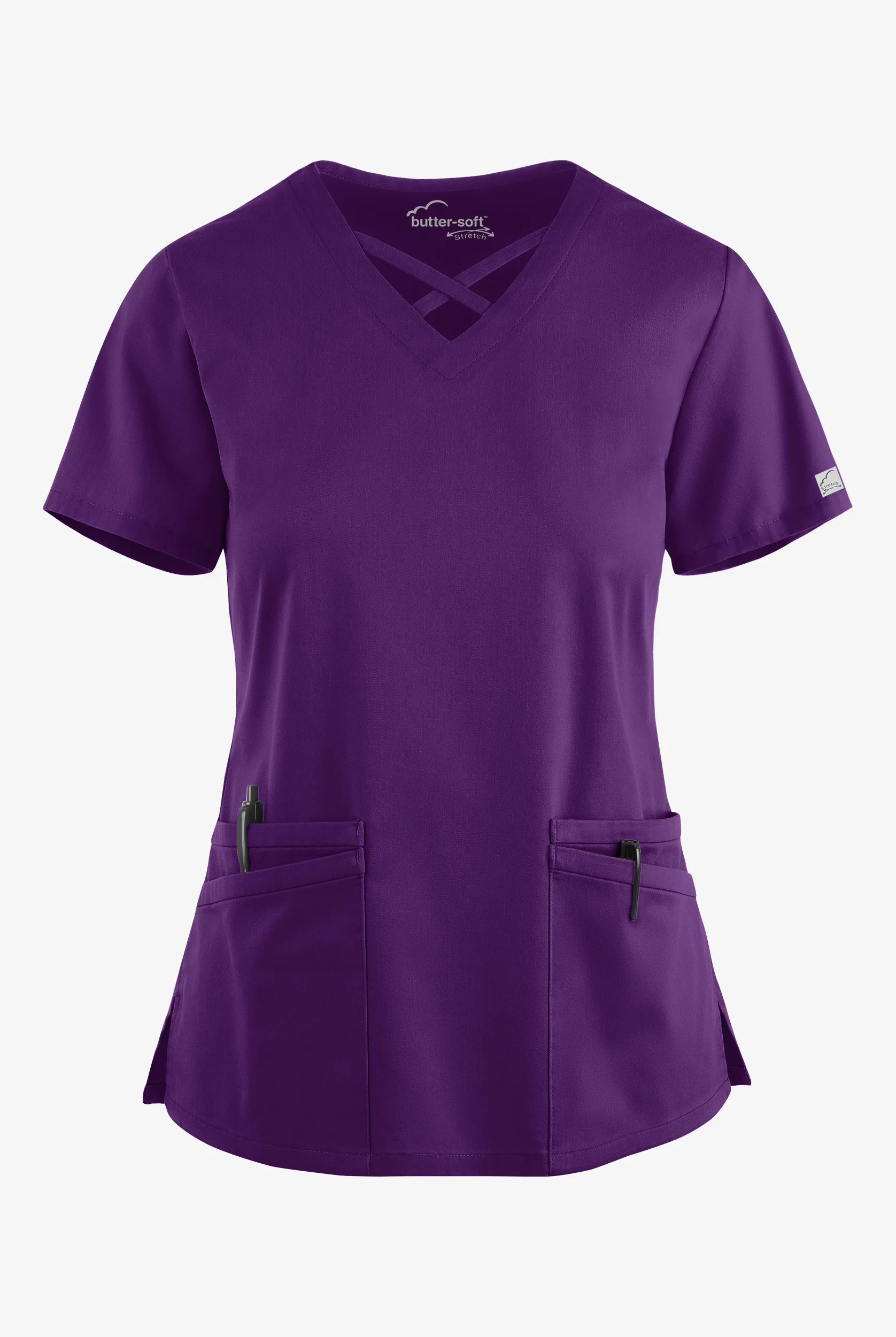Butter-Soft STRETCH Women's 4-Pocket Crisscross Scrub Top