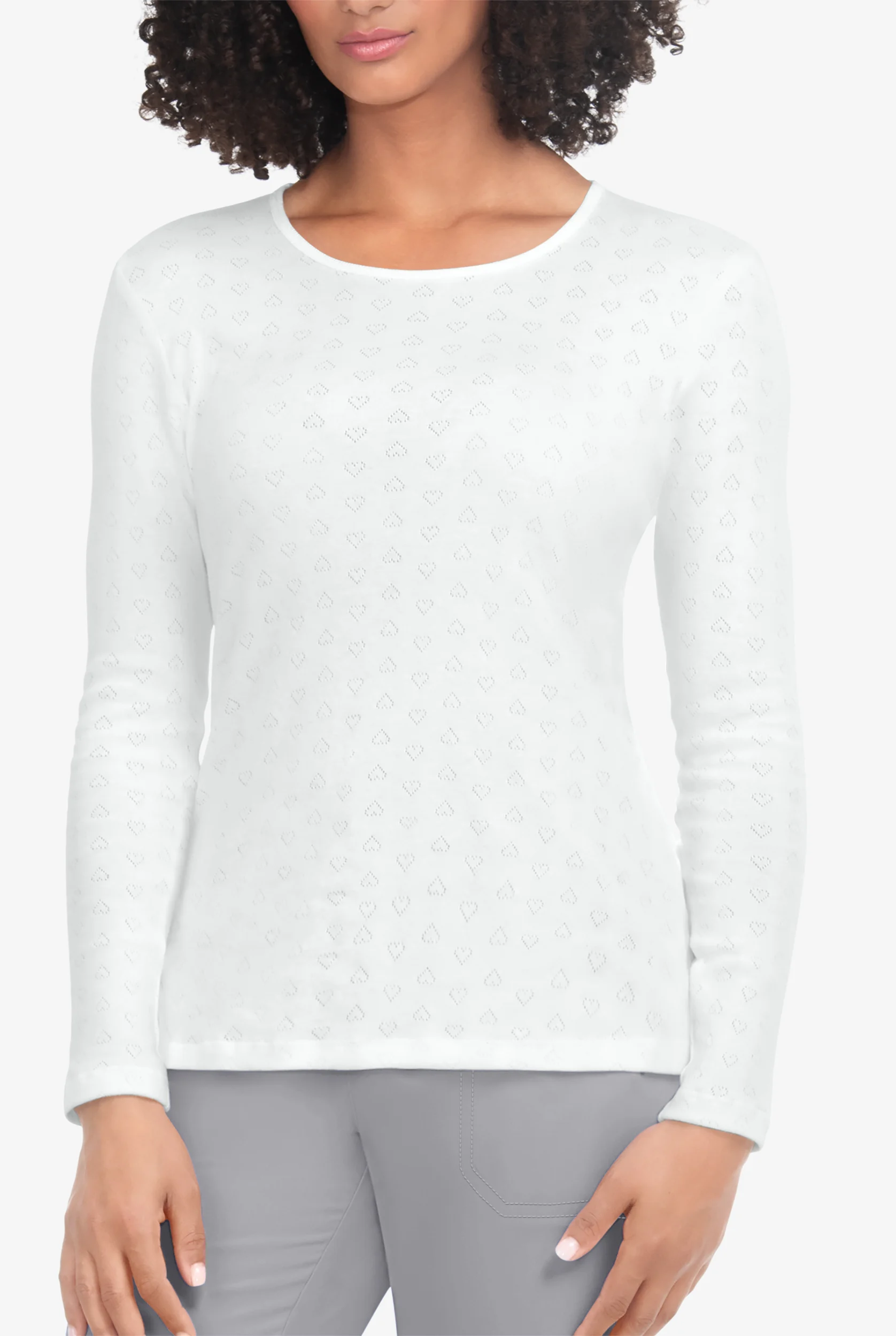 koi Essentials Rohan Women's Heart Pointelle Long Sleeve Underscrub