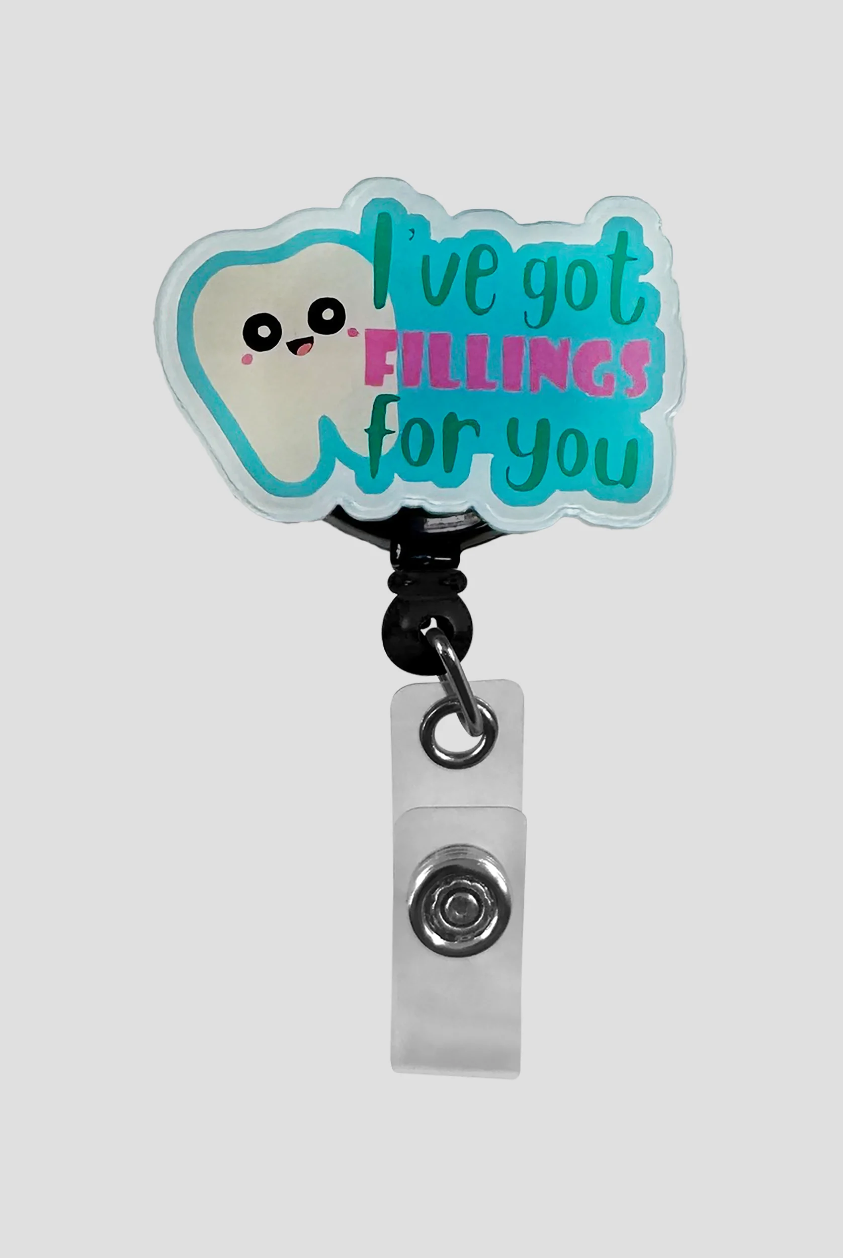 Cutieful Tooth Fillings Retractable Acrylic ID Badge Holder