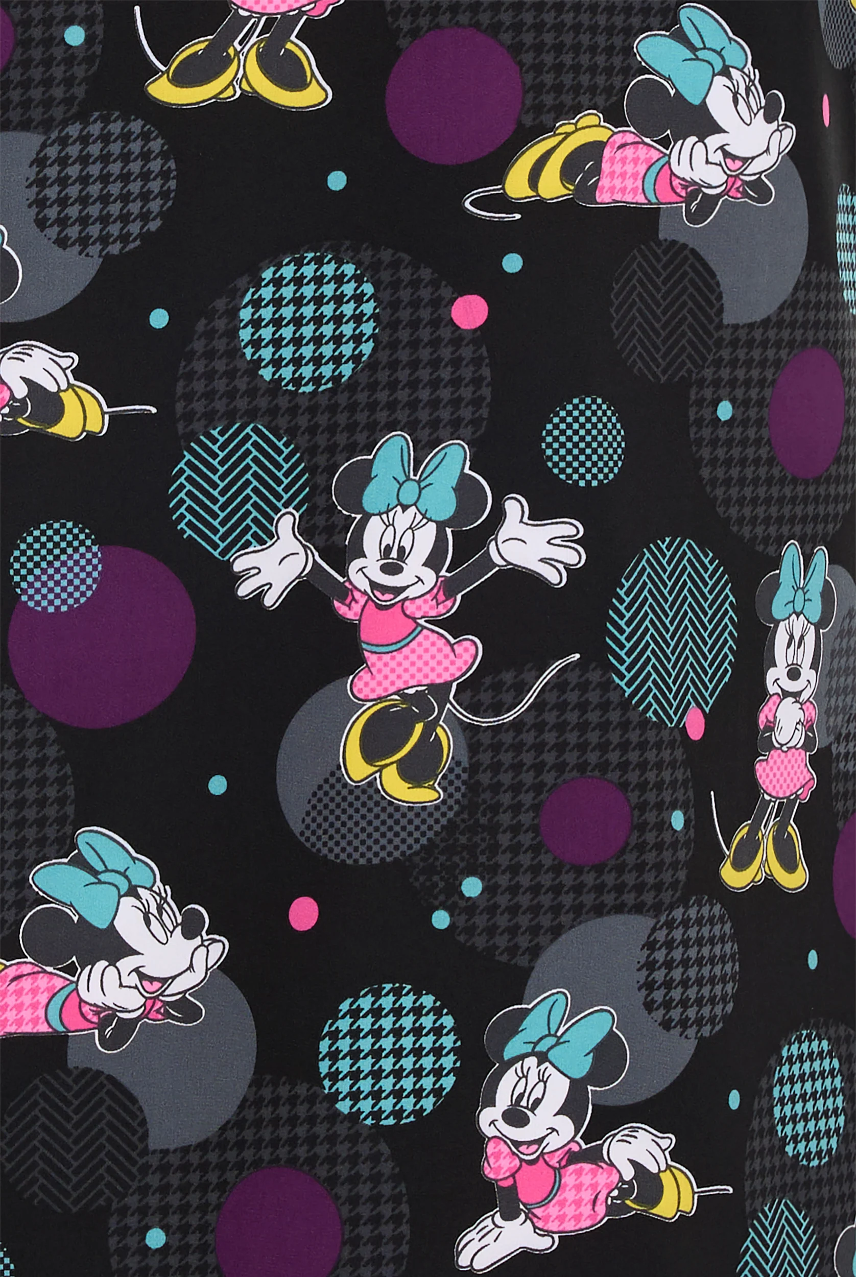 Tooniforms Disney's Weave Your Dream Women's 2-Pocket STRETCH V-Neck Print Scrub Top