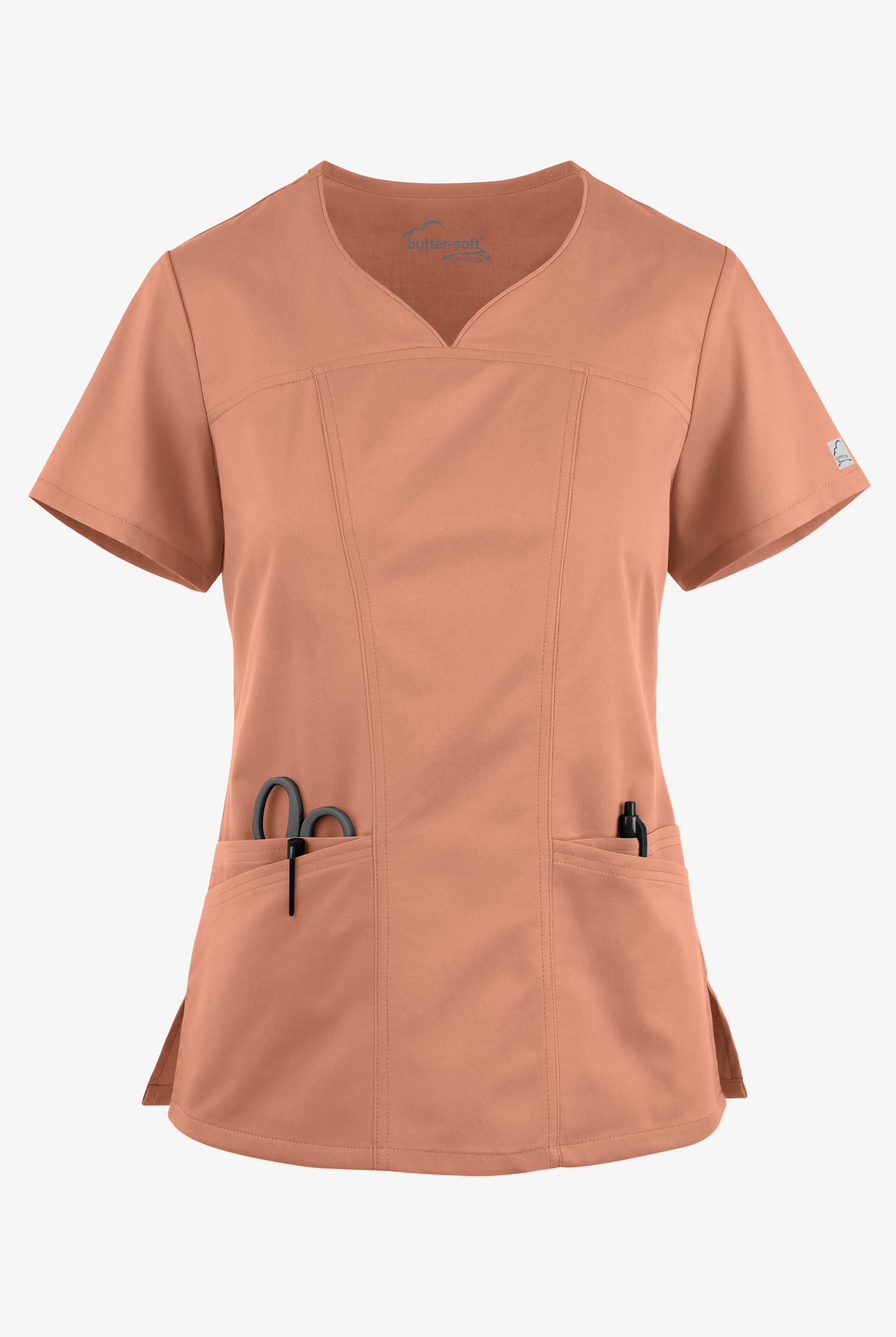 Butter-Soft STRETCH Women's 4-Pocket Sweetheart Neck Scrub Top