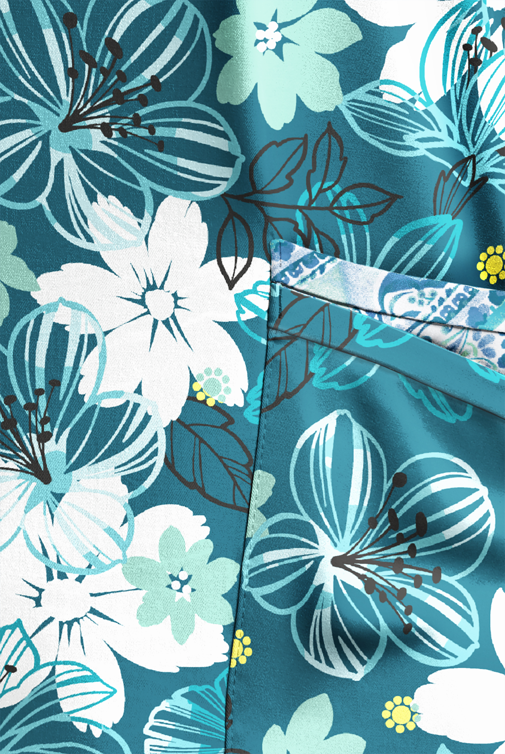 Butter-Soft STRETCH Floral Mirage & Paisley Womens 4-Pocket Crisscross Mixed Print Scrub Top