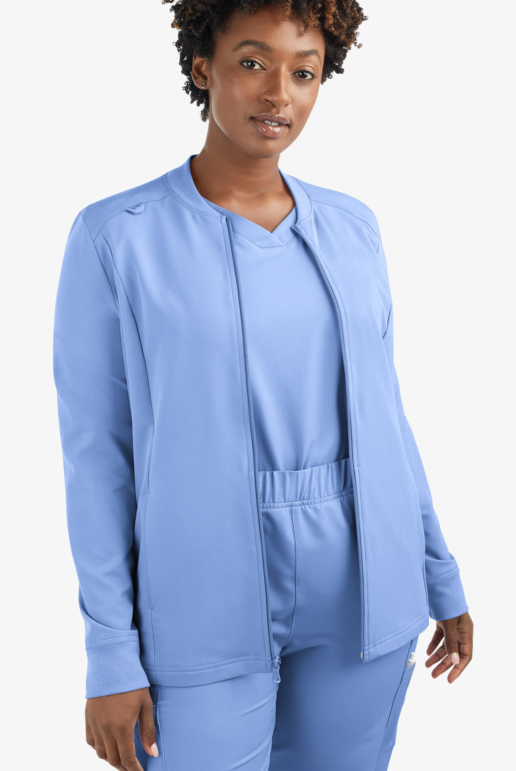 ReSurge Quartz Women&rsquo;s 6-Pocket Long Sleeve Zip Front Scrub Jacket