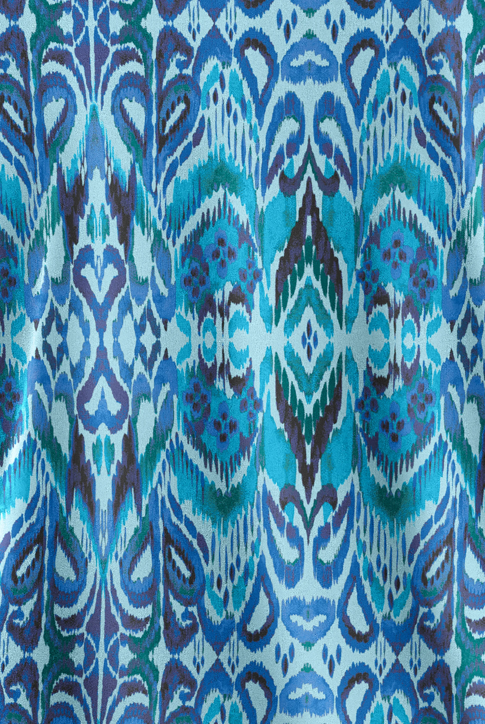 Butter-Soft STRETCH Romanian Ikat Dew Drop Women's 2-Pocket V-Neck Print Scrub Top