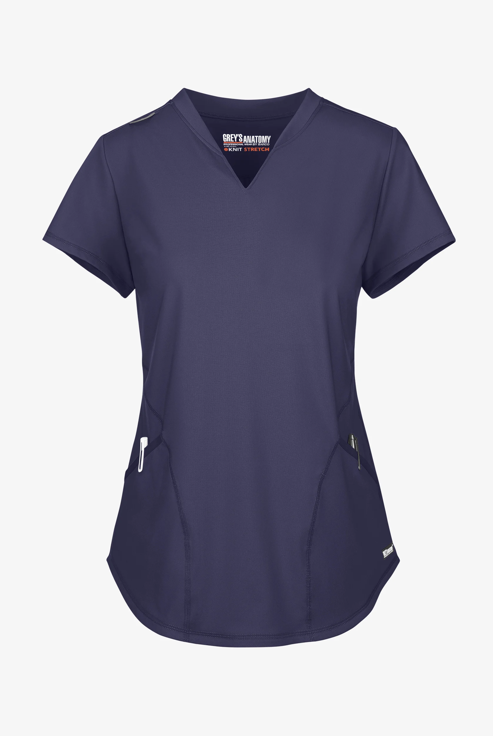 Grey's Anatomy by Barco Knit STRETCH Define Women's 2-Pocket Banded Notched V-Neck Scrub Top