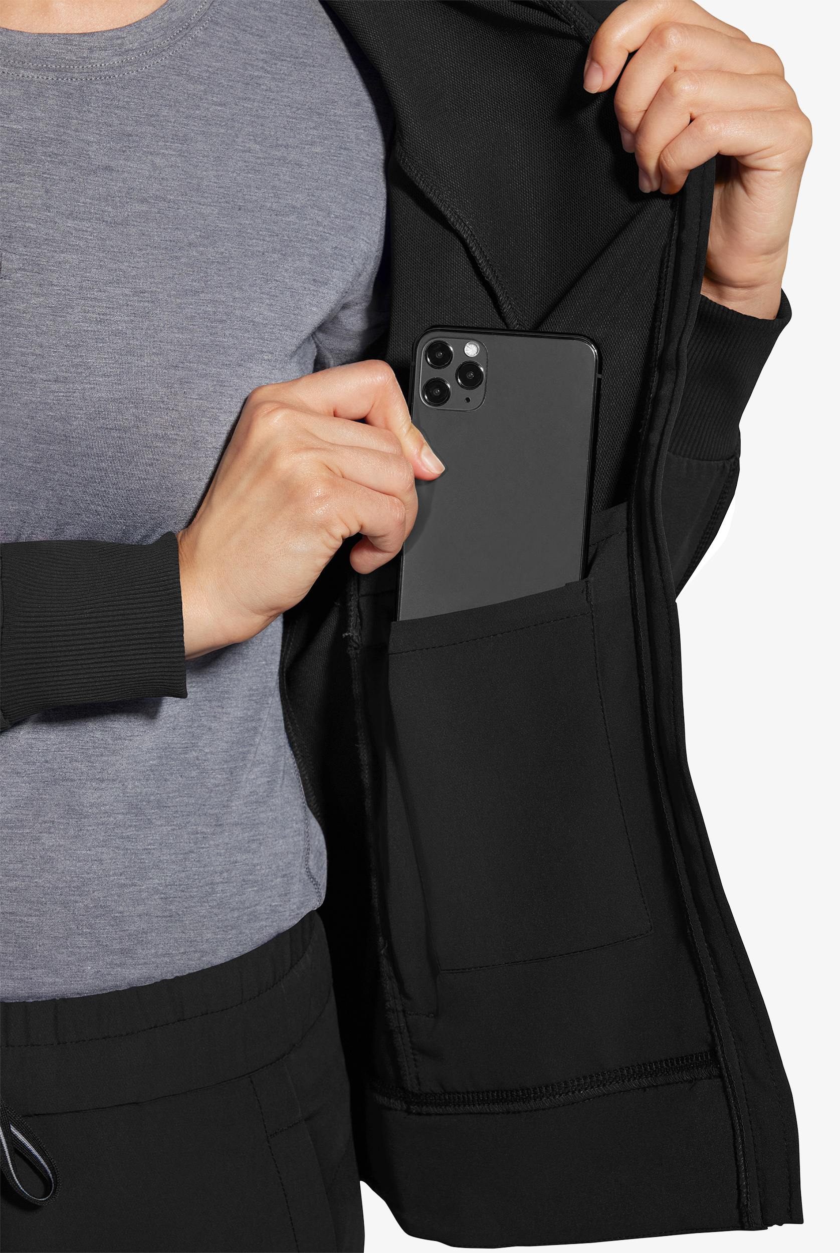 Healing Hands 360 Carly Women's 5-Pocket STRETCH Zip-Up Stand Collar Scrub Jacket