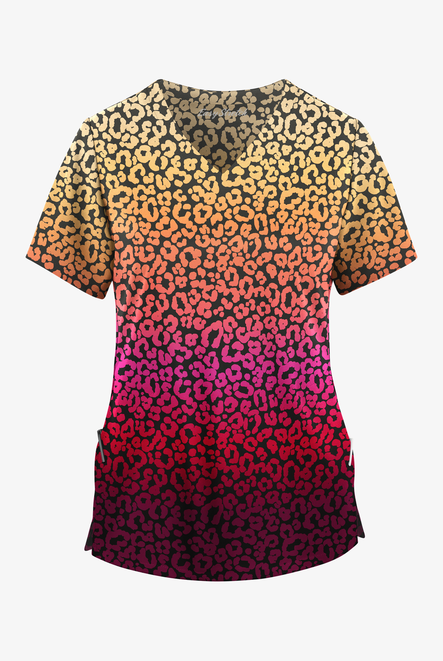 Easy STRETCH Lyon Paisley Caribbean Blue Women's 2-Pocket V-Neck Print Scrub Top