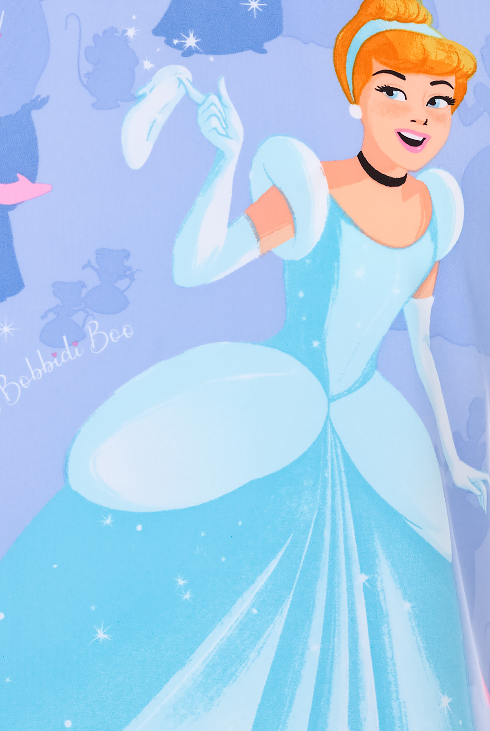 Tooniforms Disney's Cinderella’s Slipper Women's 2-Pocket STRETCH V-Neck Print Scrub Top