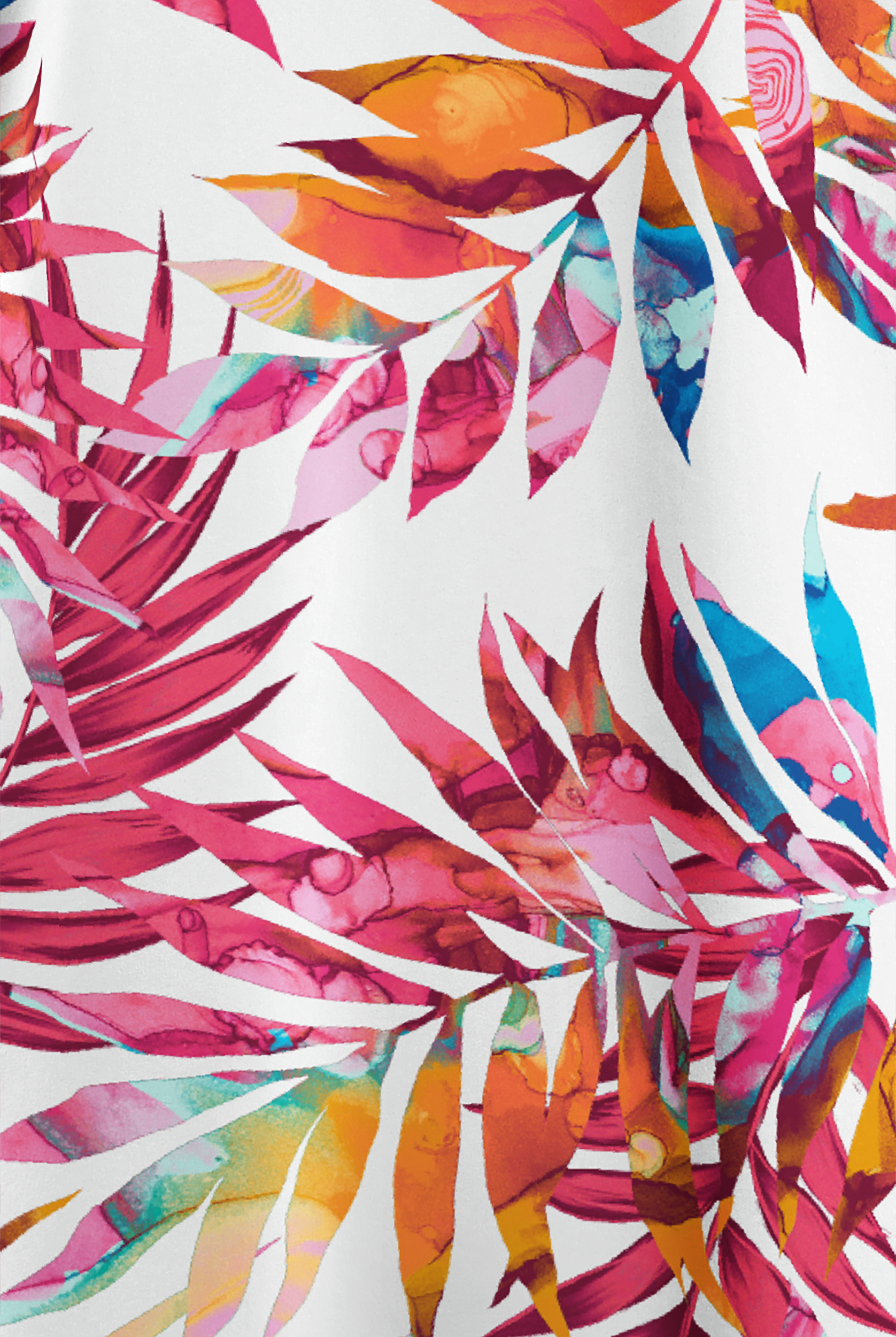 Easy Stretch White Watercolor Women's 1-Pocket Tuck-In Scallop Neck Print Scrub Top