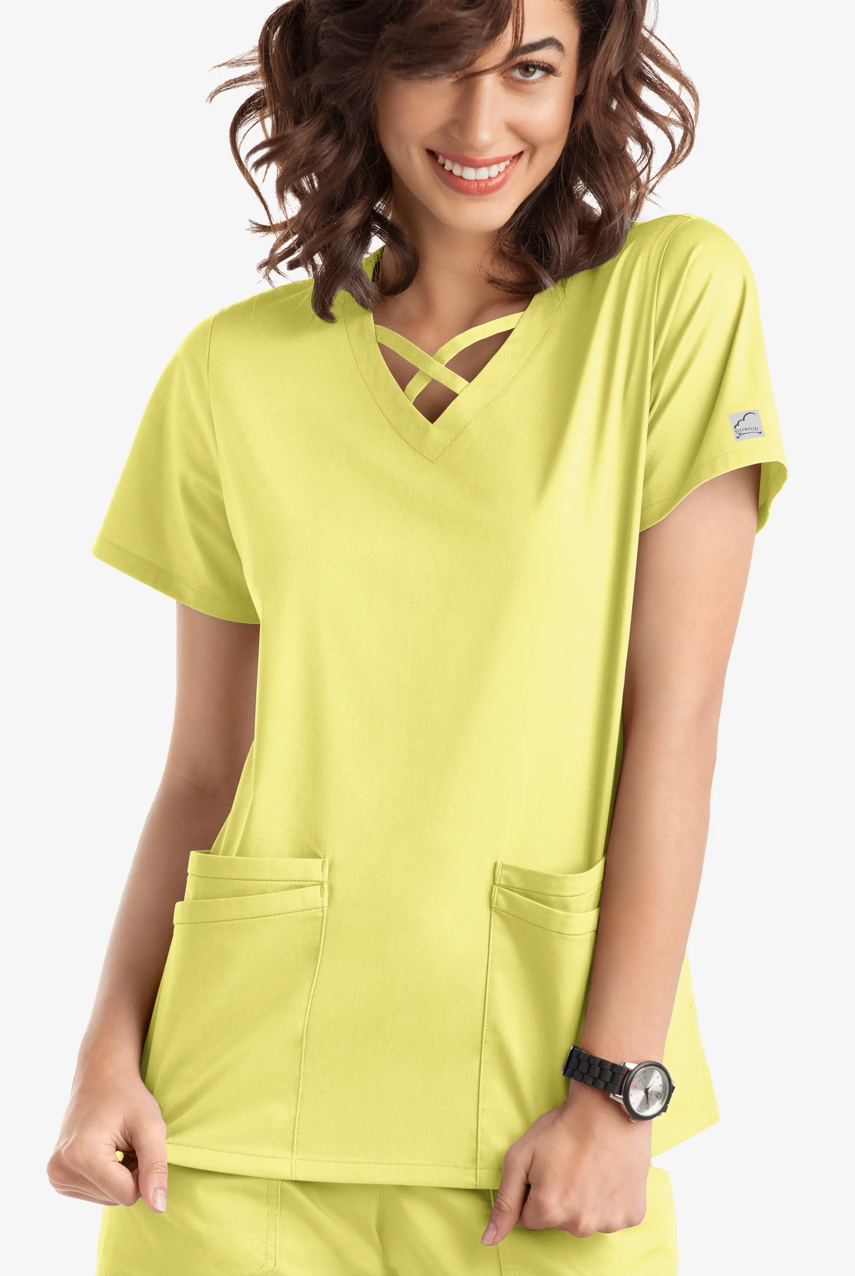 Butter-Soft STRETCH Women's 4-Pocket Crisscross Scrub Top