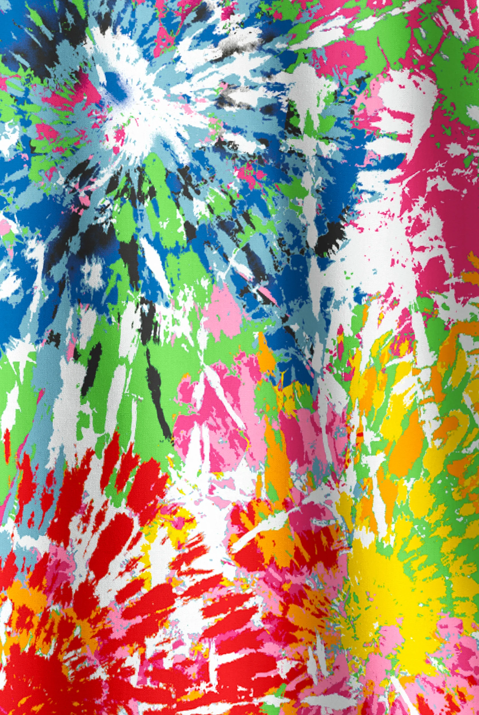 Blusa médica estampada unisex UA Butter-Soft Rainbow Tie-Dye White con cuello en V y 1 bolsillo