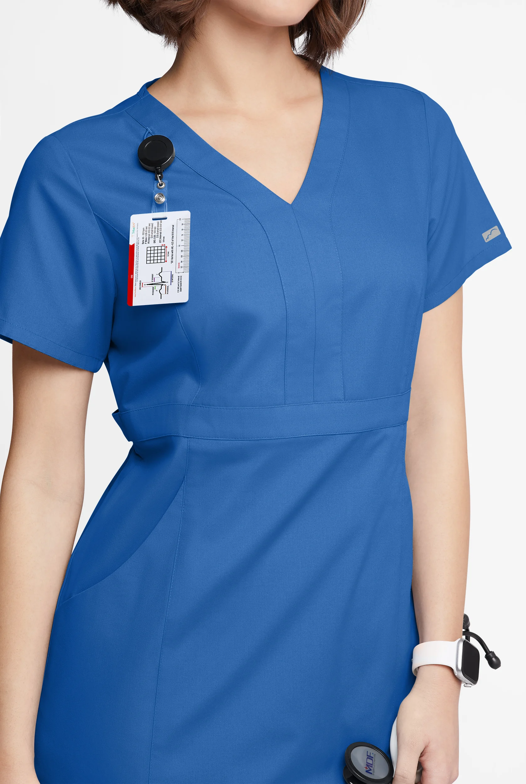 Butter-Soft Originals Women's 4- Pocket V-Neck Empire Waist Dress