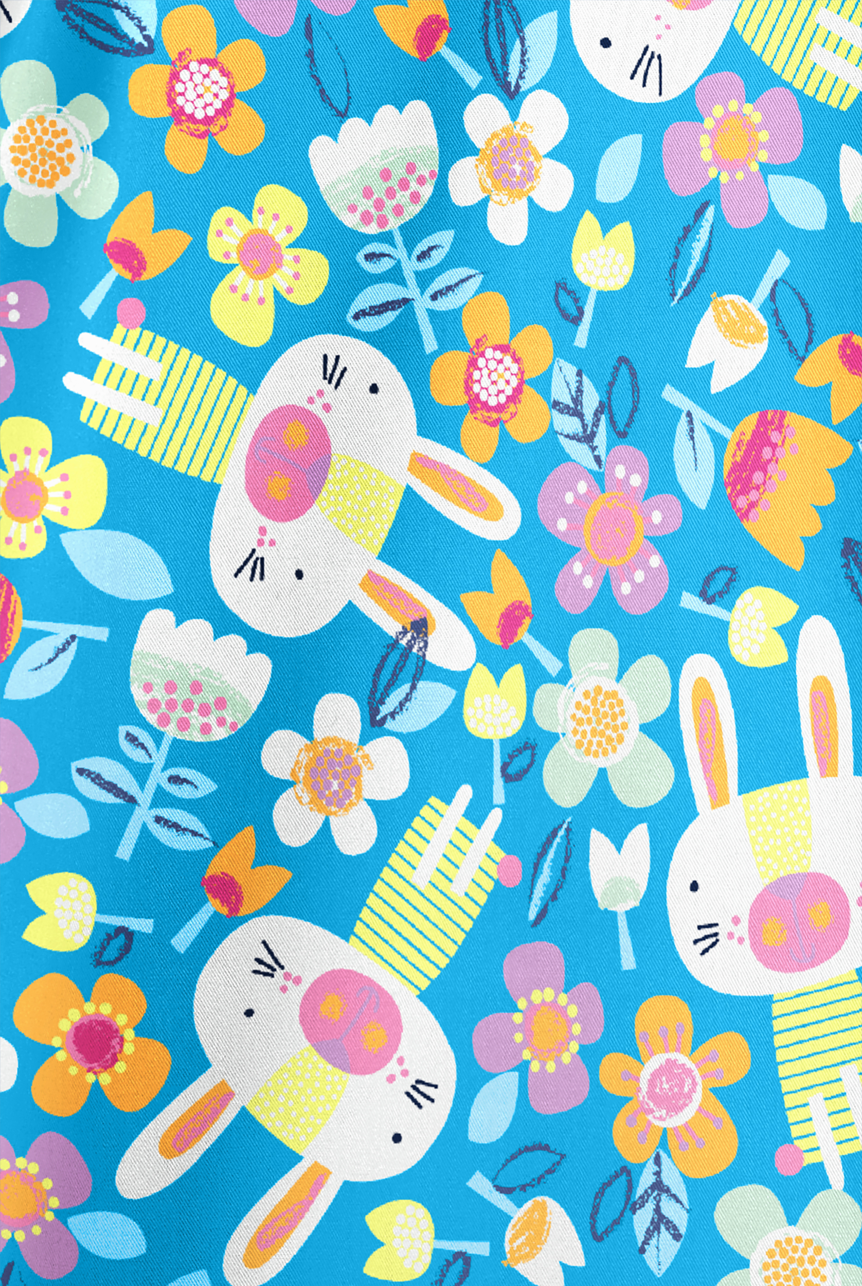 Butter-Soft STRETCH Easter Fun Turquoise Women's 1-Pocket Tuck-In V-Neck Print Scrub Top